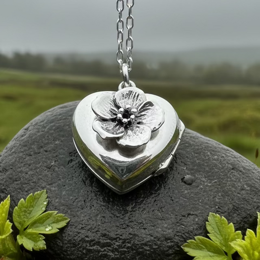 Dogwood Flower Silver Locket Necklace