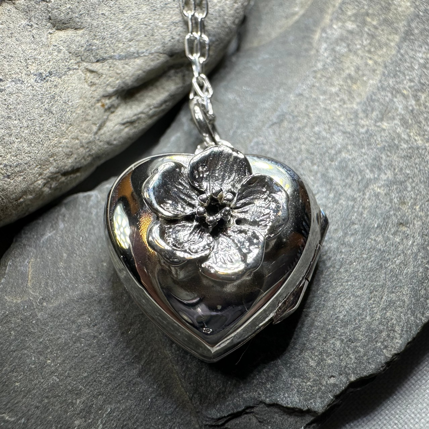 Dogwood Flower Silver Locket Necklace — view 3