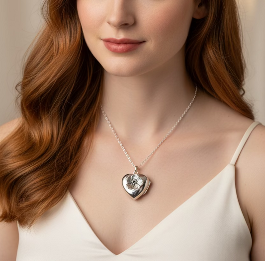 Dogwood Flower Silver Locket Necklace — view 3