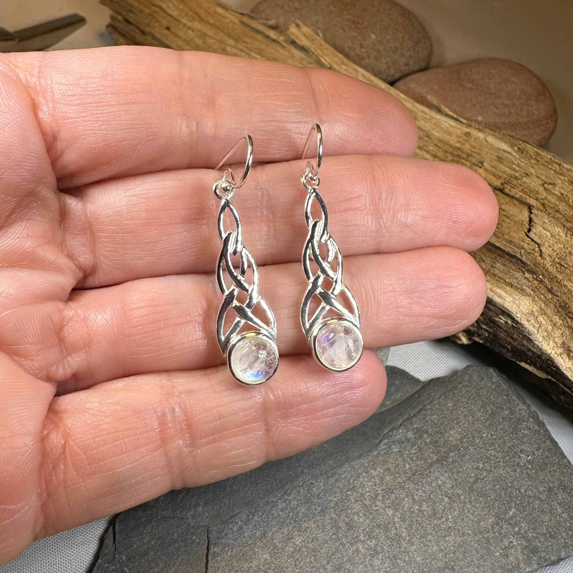 Marion Celtic Moonstone Earrings — view 4