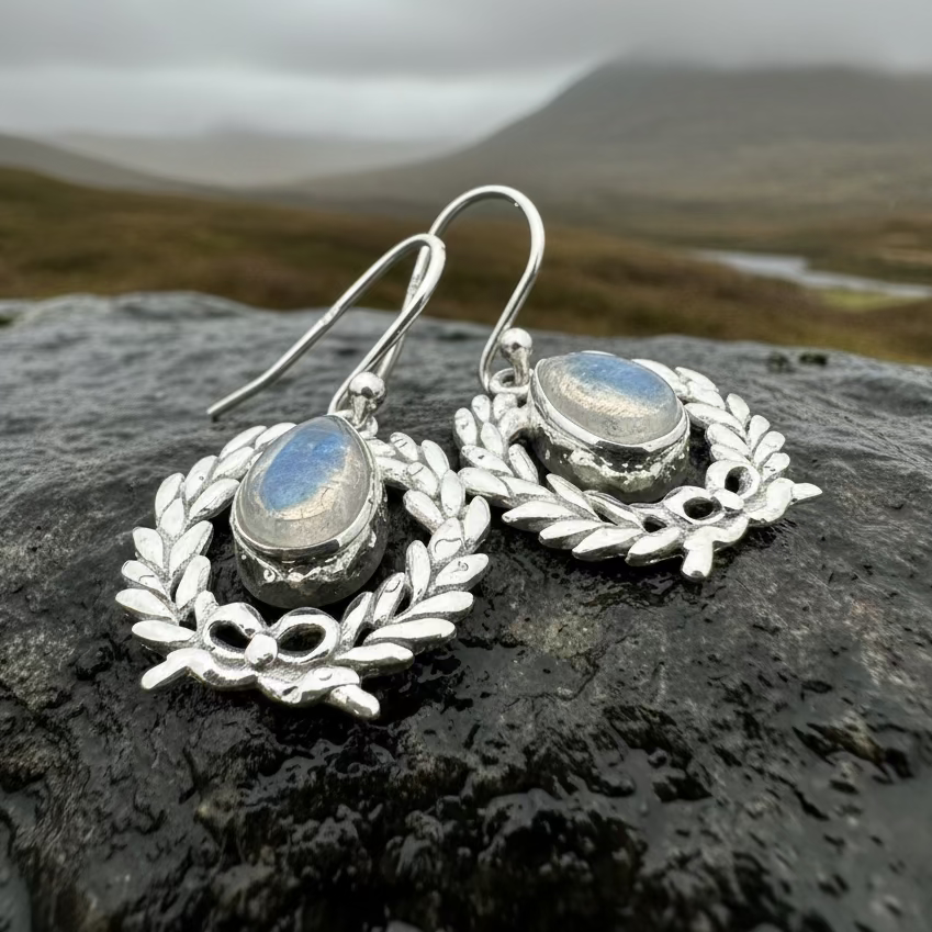 Celtic Victory Wreath Earrings in sterling silver