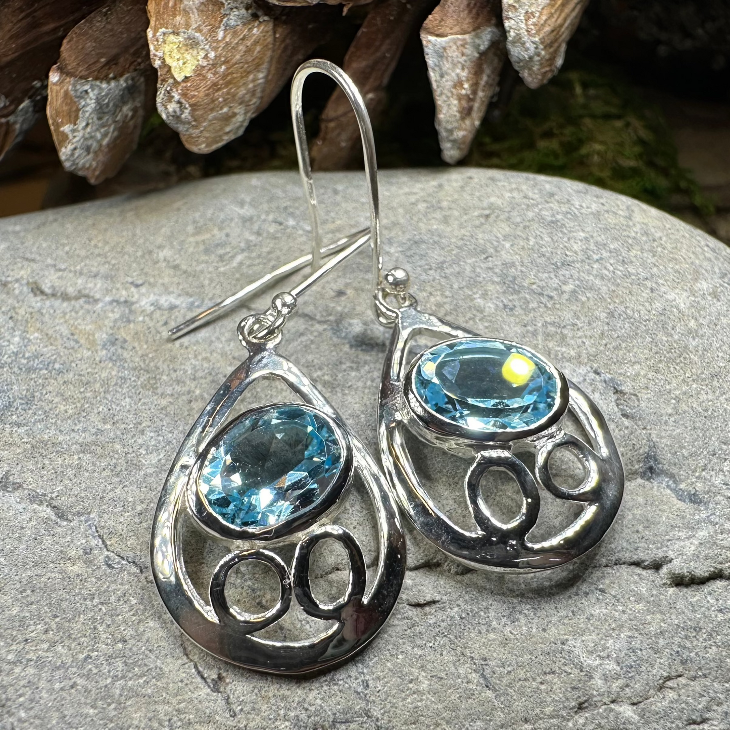 Blue Topaz Celtic Earrings — view 8