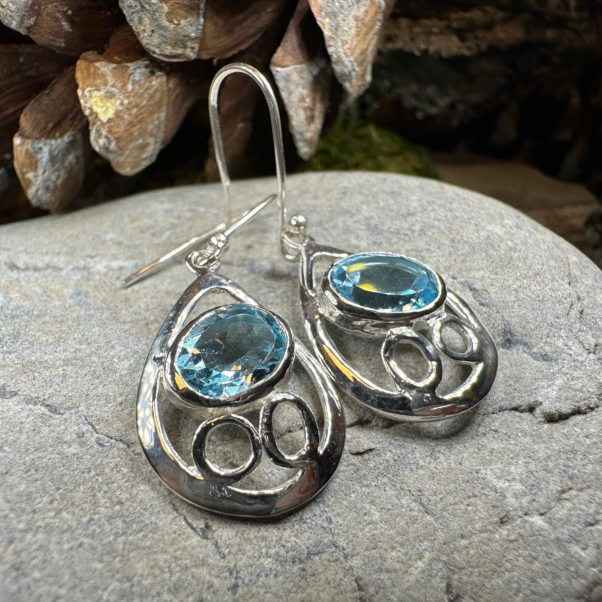 Blue Topaz Celtic Earrings — view 6