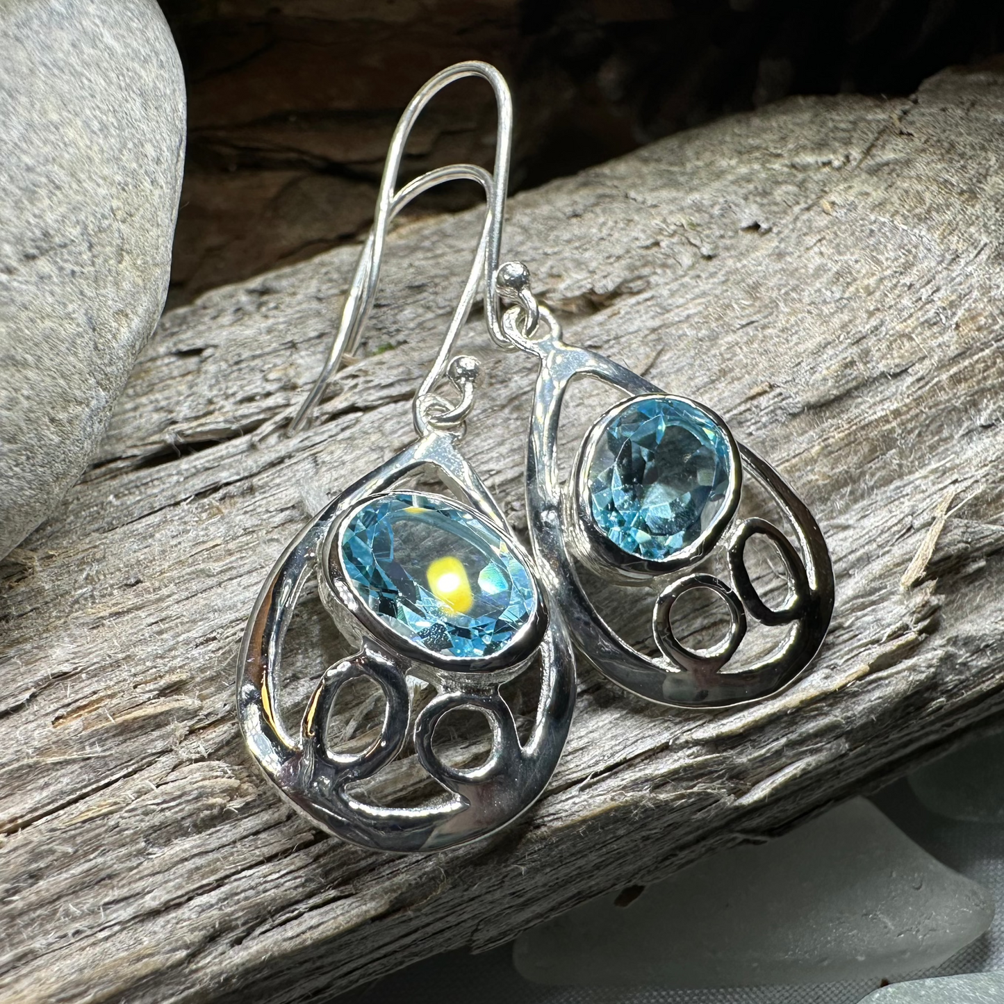 Blue Topaz Celtic Earrings — view 5