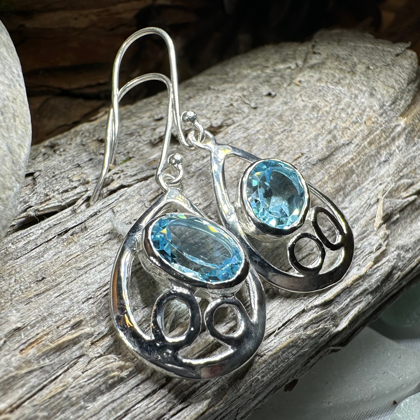 Blue Topaz Celtic Earrings — view 4