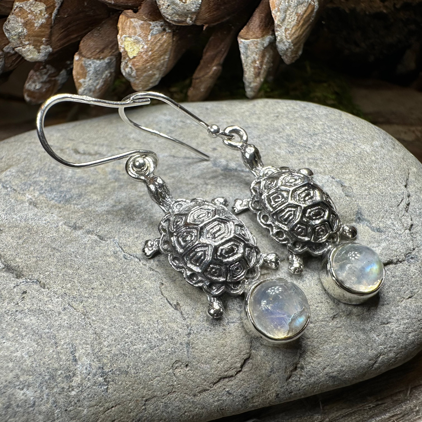Turtle Moonstone Earrings — view 6