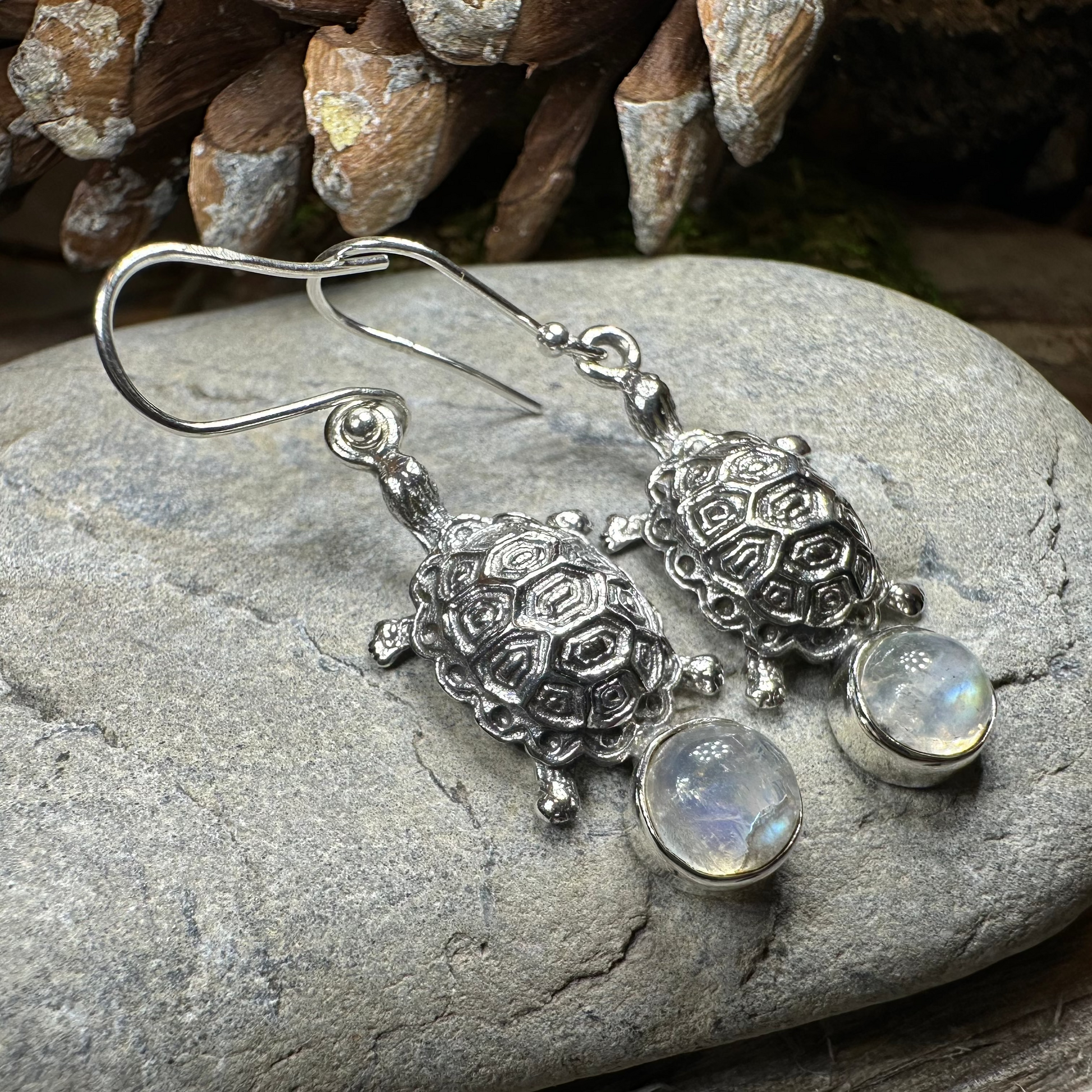 Turtle Moonstone Earrings — view 6