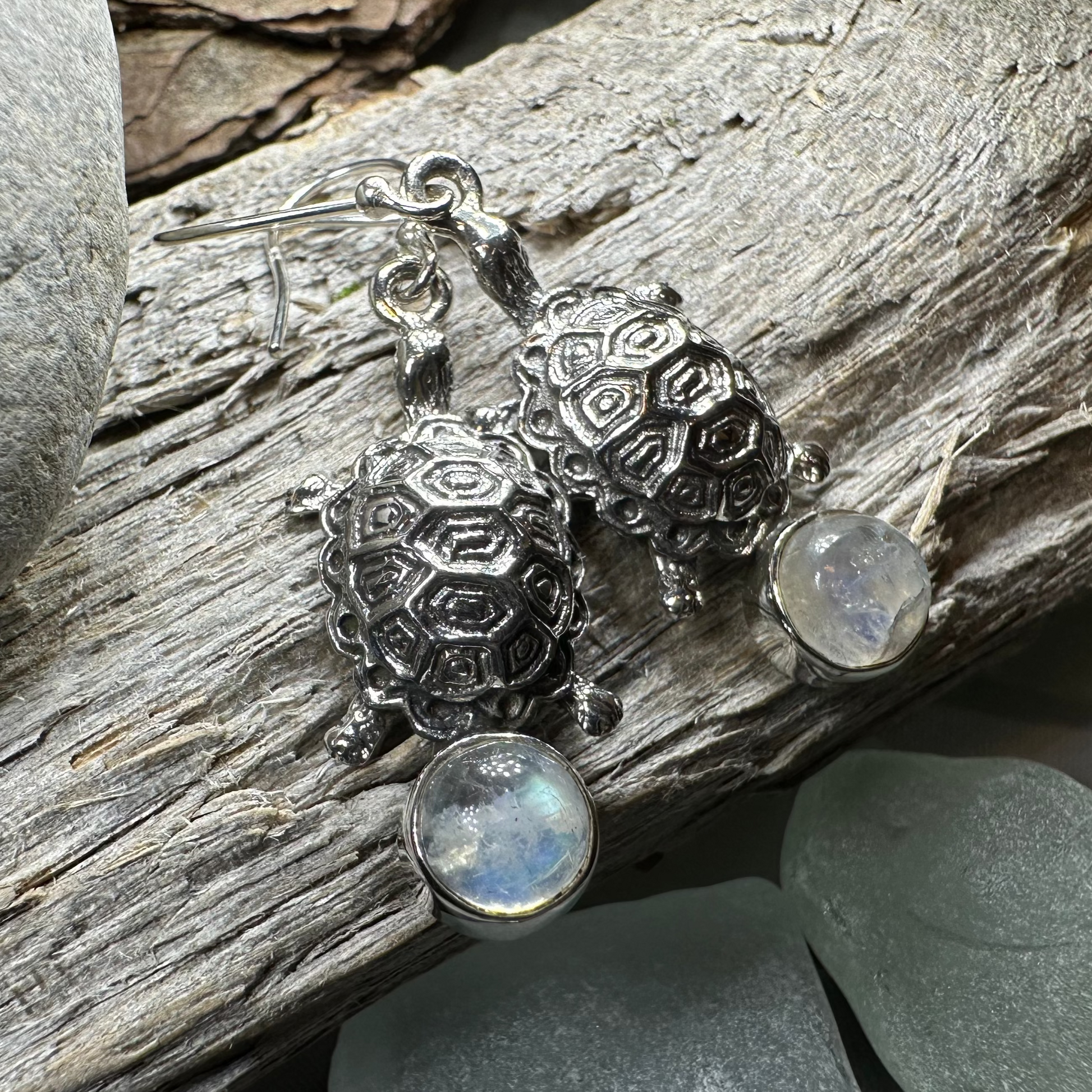 Turtle Moonstone Earrings — view 5
