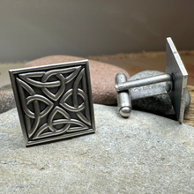 Load image into Gallery viewer, Square Trinity Knot Cuff Links
