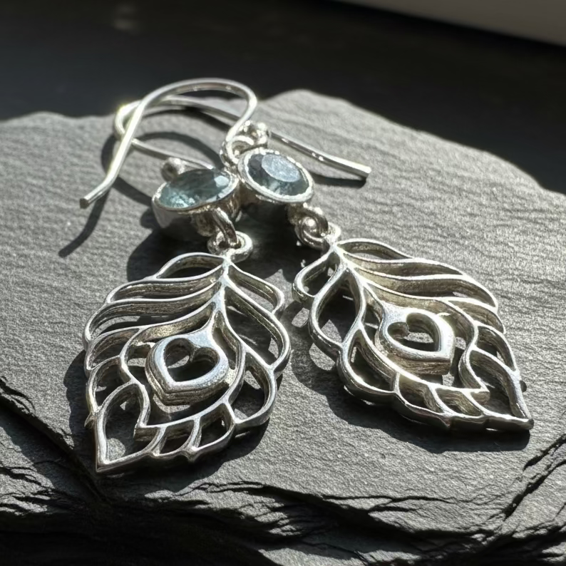 Feather Love Earrings in sterling silver