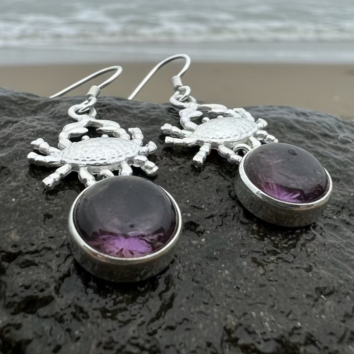 Seychelles Crab Earrings in sterling silver