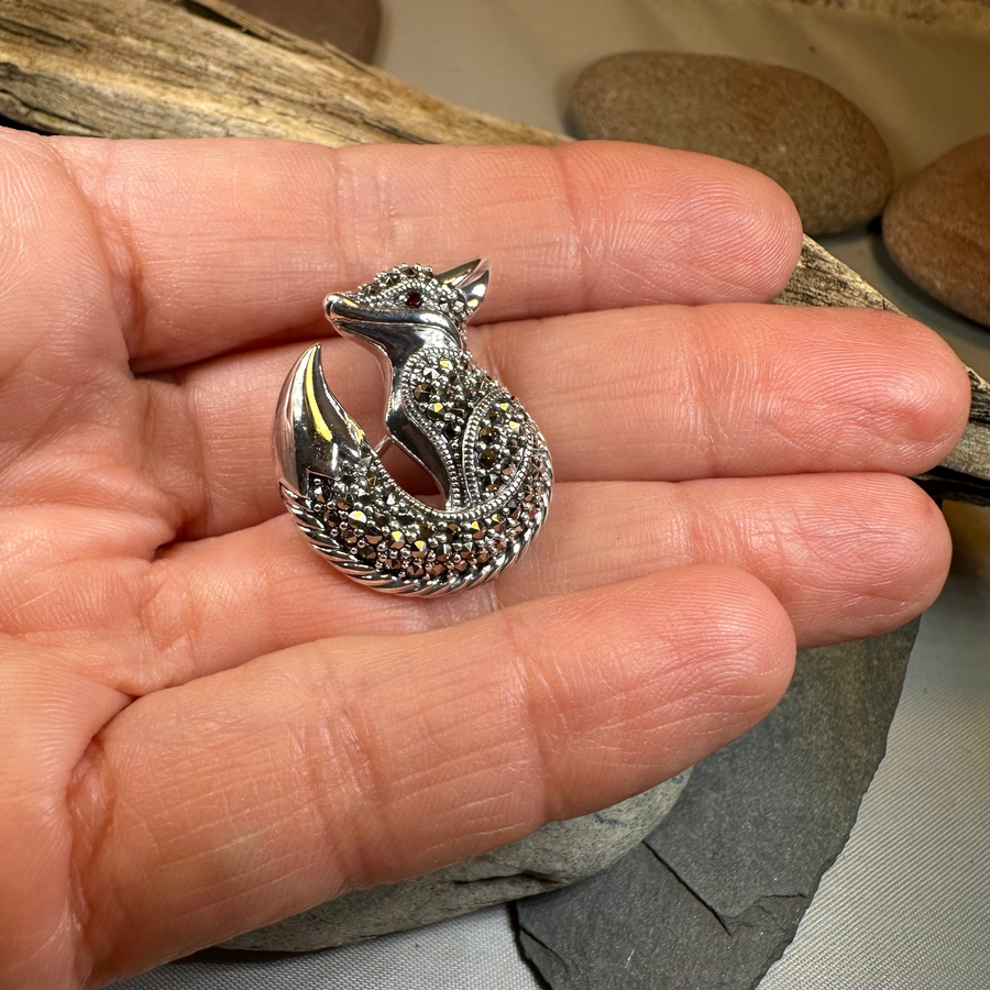 Marcasite Fox Brooch