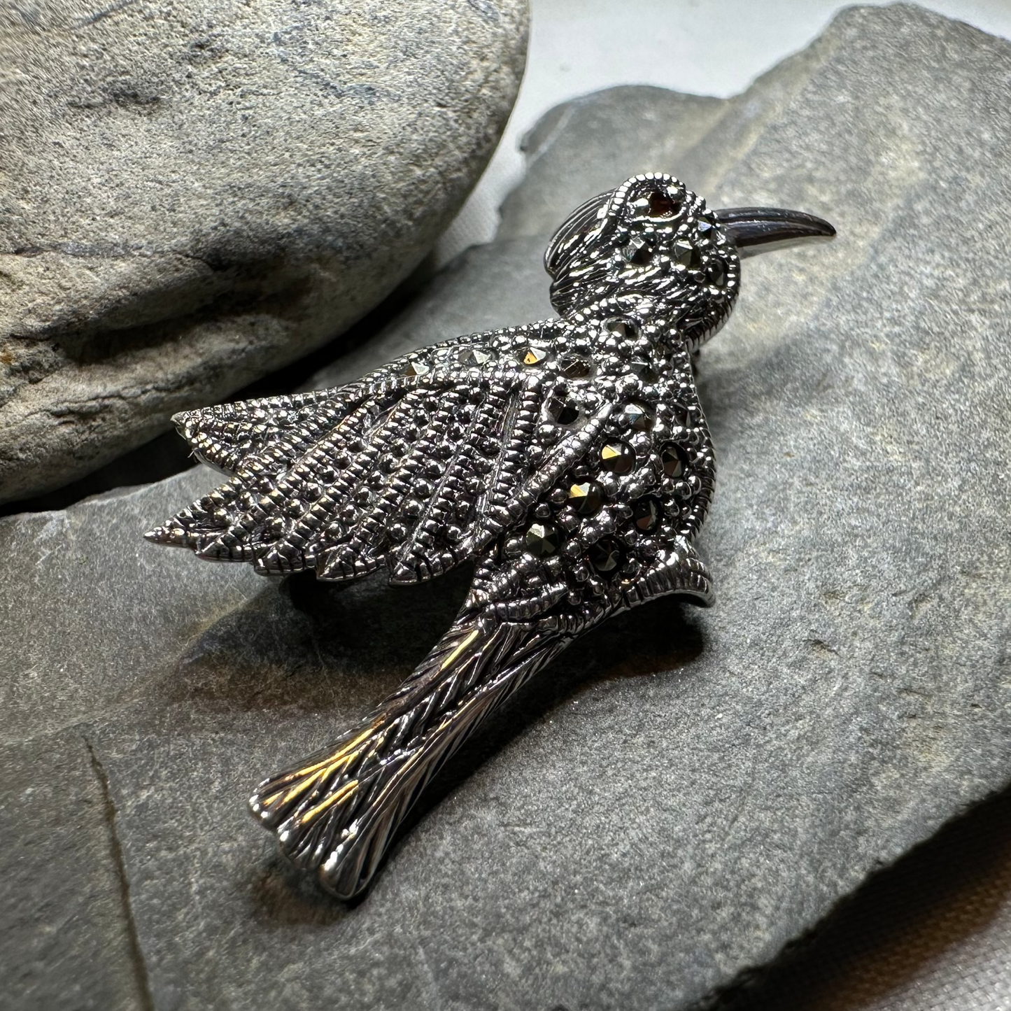 Marcasite Hummingbird Brooch