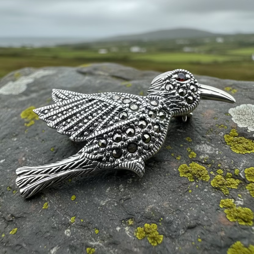 Marcasite Hummingbird Brooch