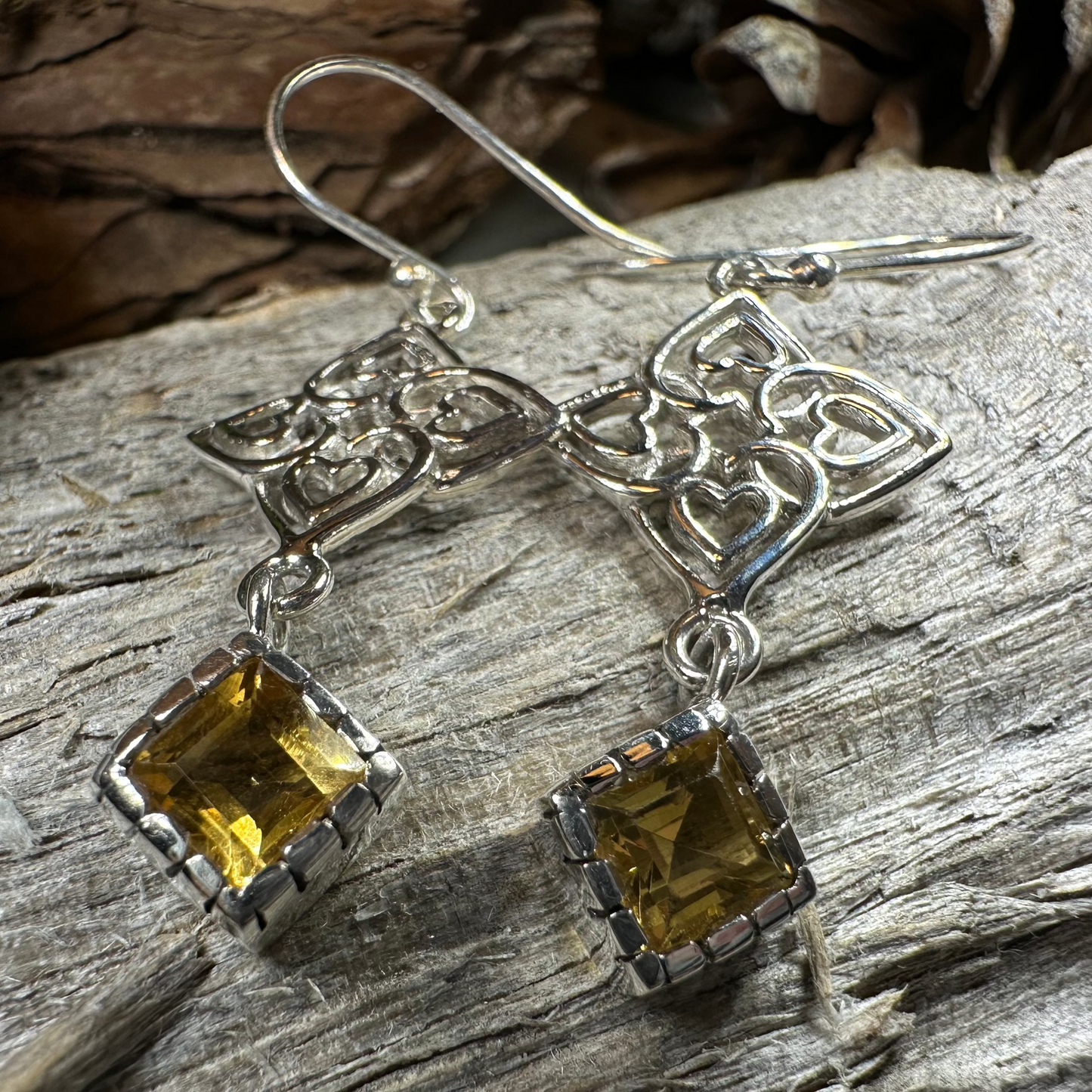 Celtic Love Knot Citrine Earrings — view 7