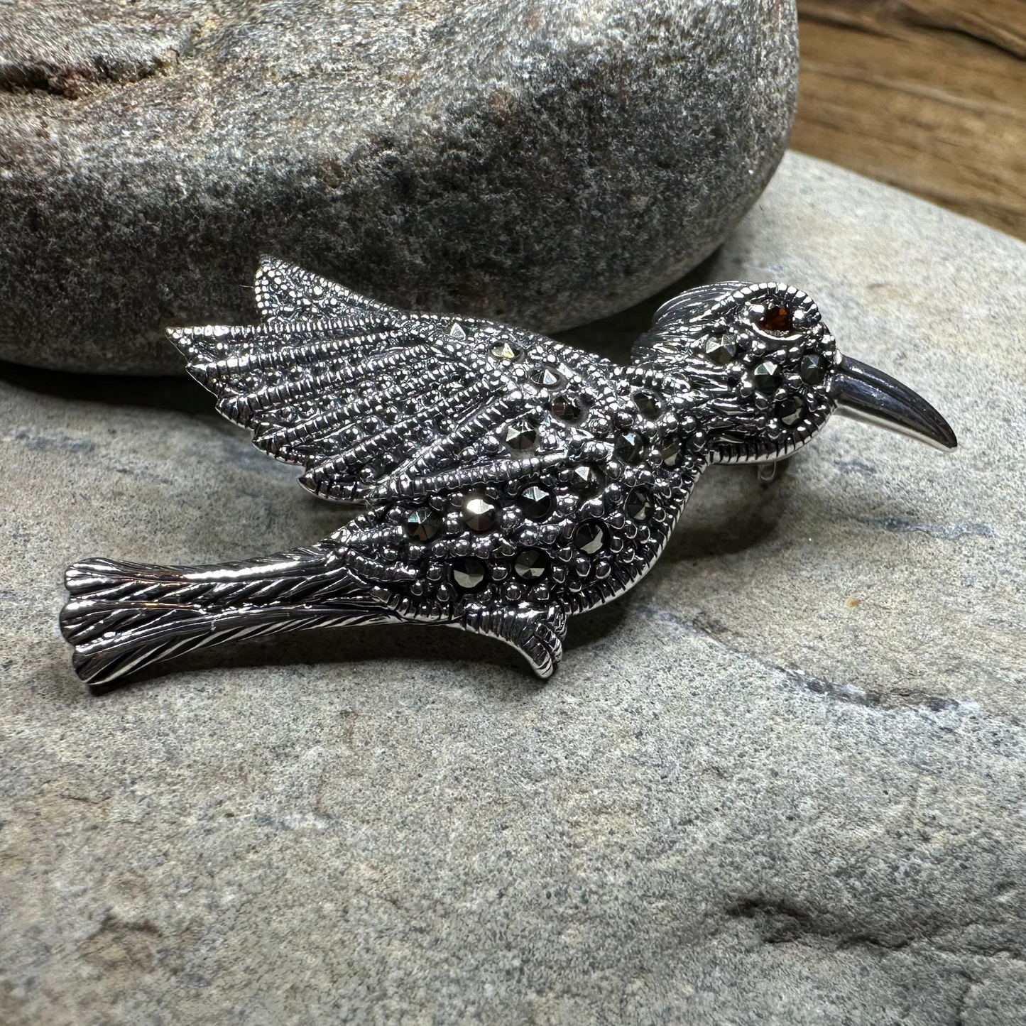 Marcasite Hummingbird Brooch
