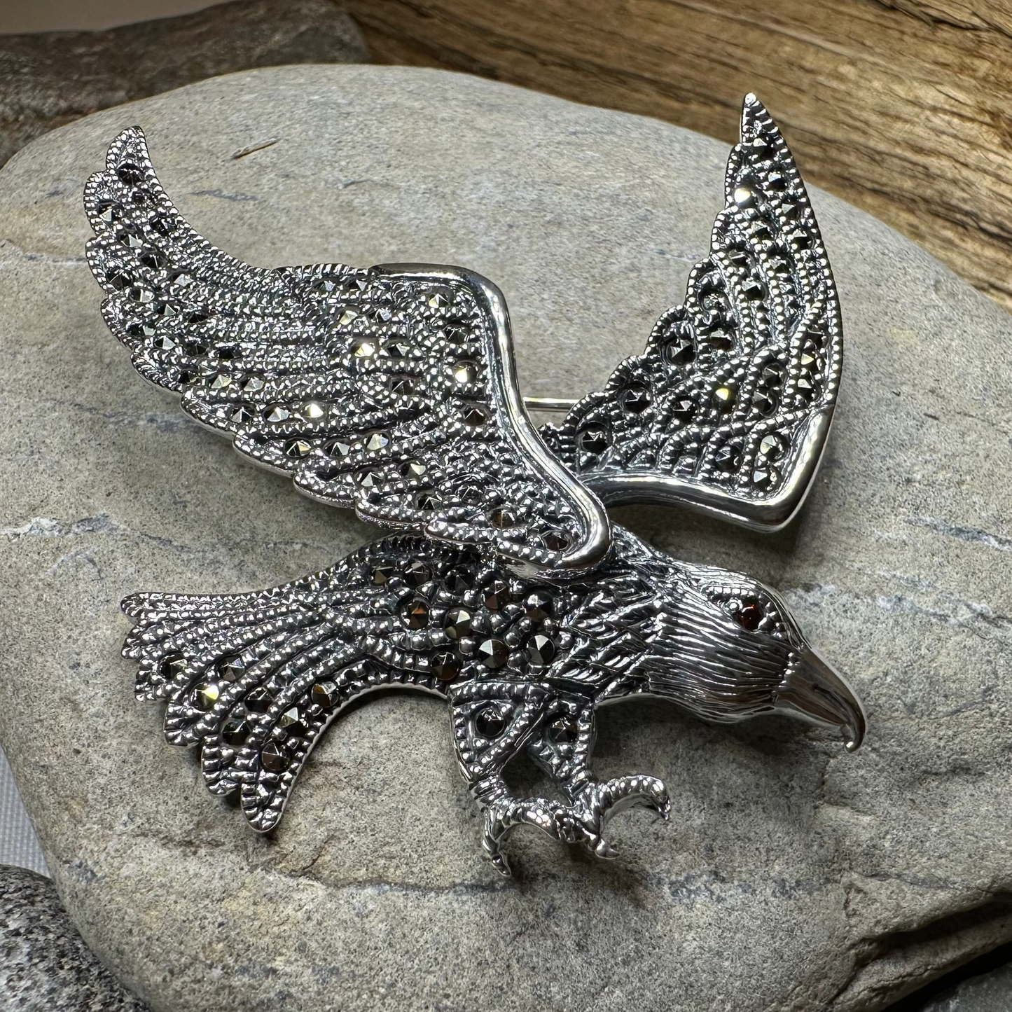 Glorious Marcasite Eagle Necklace & Brooch