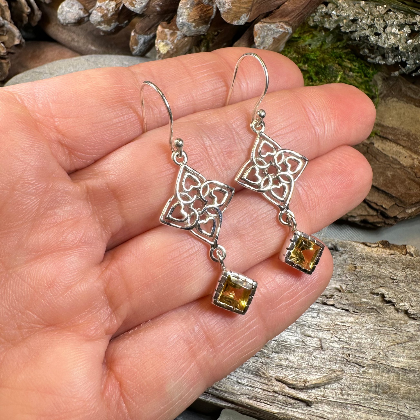 Celtic Love Knot Citrine Earrings — view 3