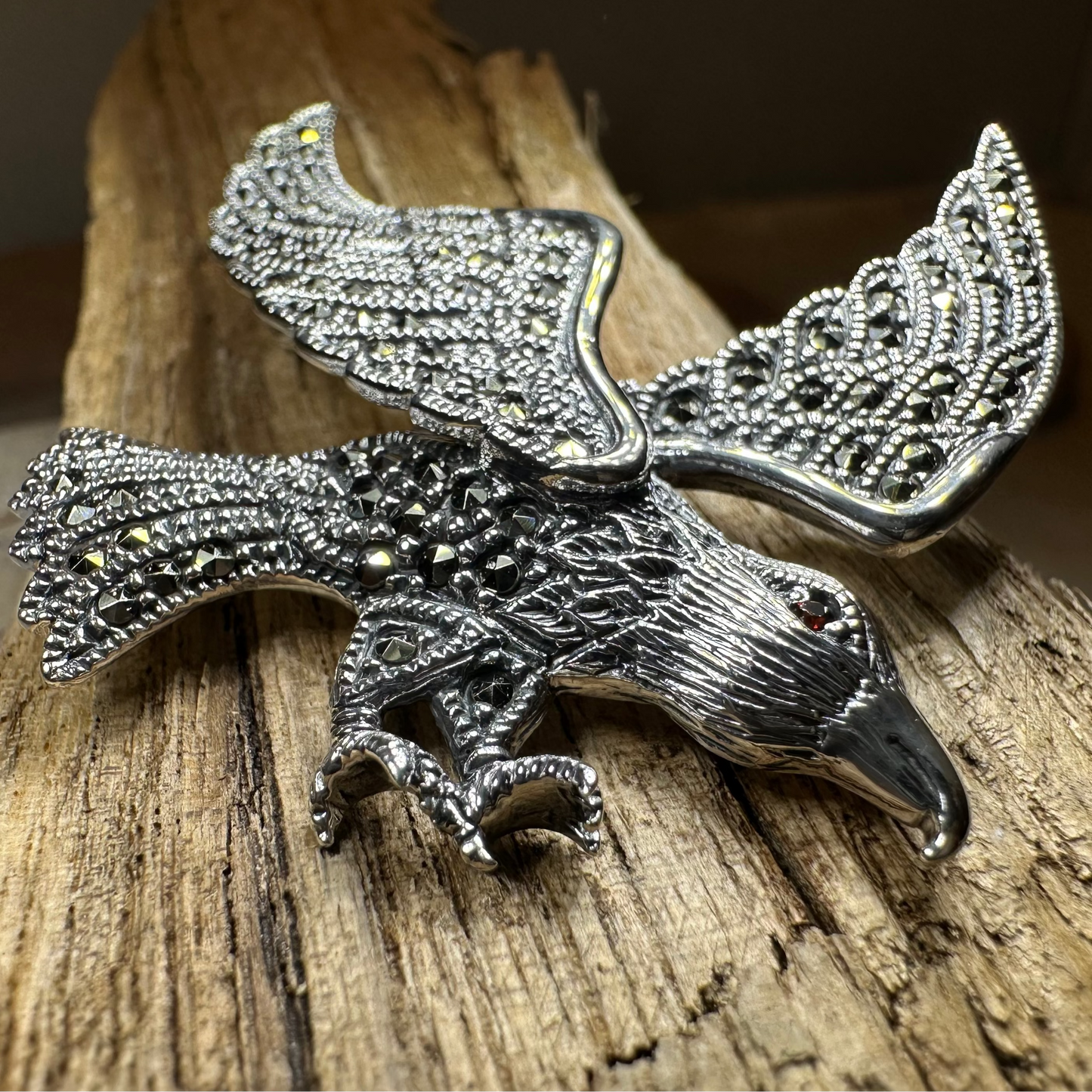 Glorious Marcasite Eagle Necklace & Brooch