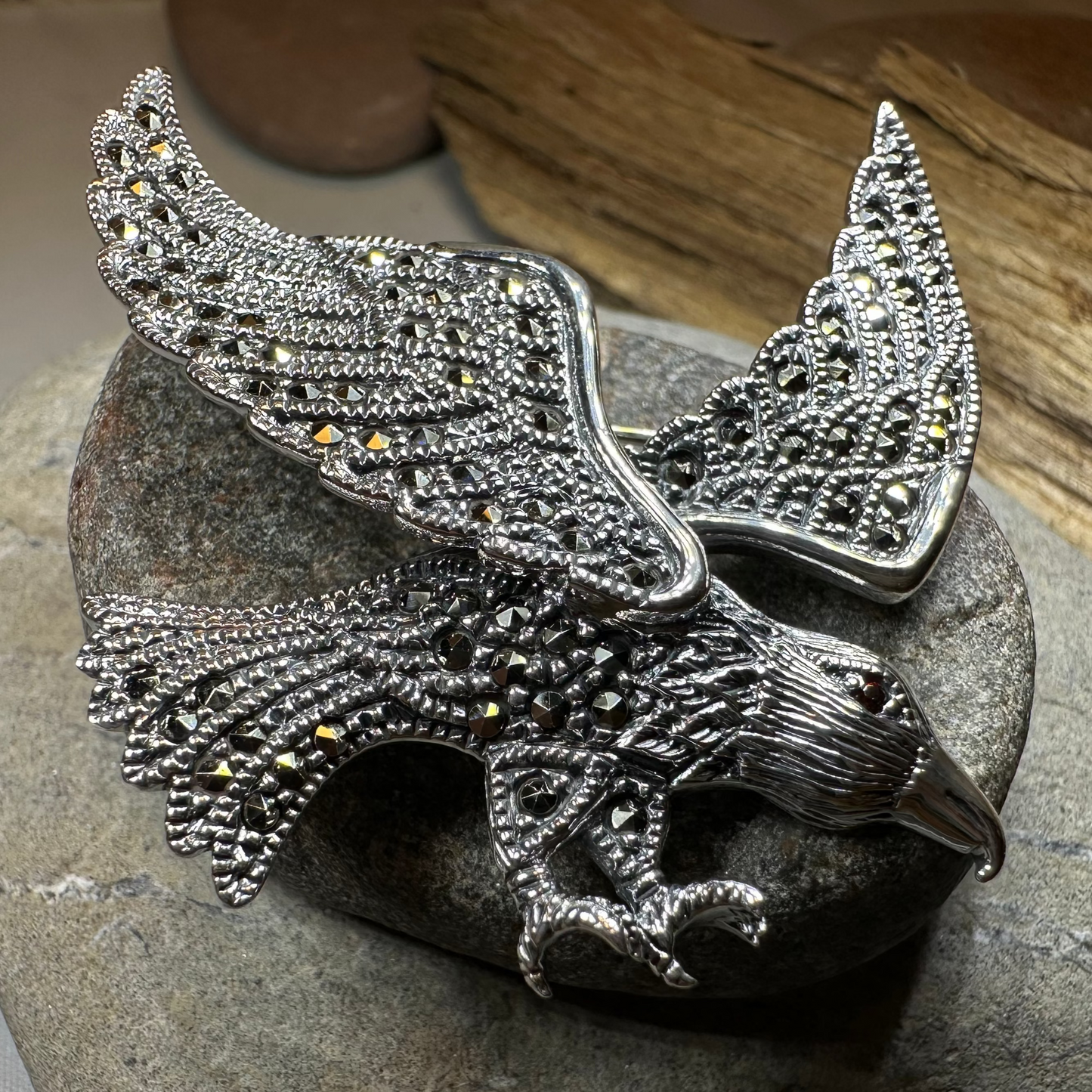Glorious Marcasite Eagle Necklace & Brooch