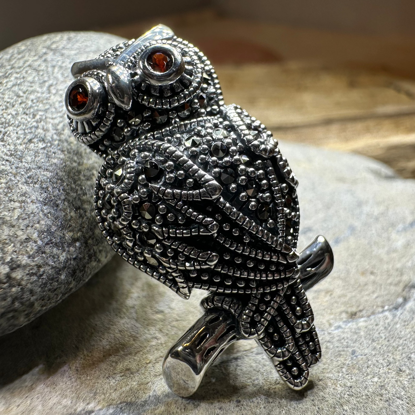 Keena Marcasite Owl Necklace & Brooch