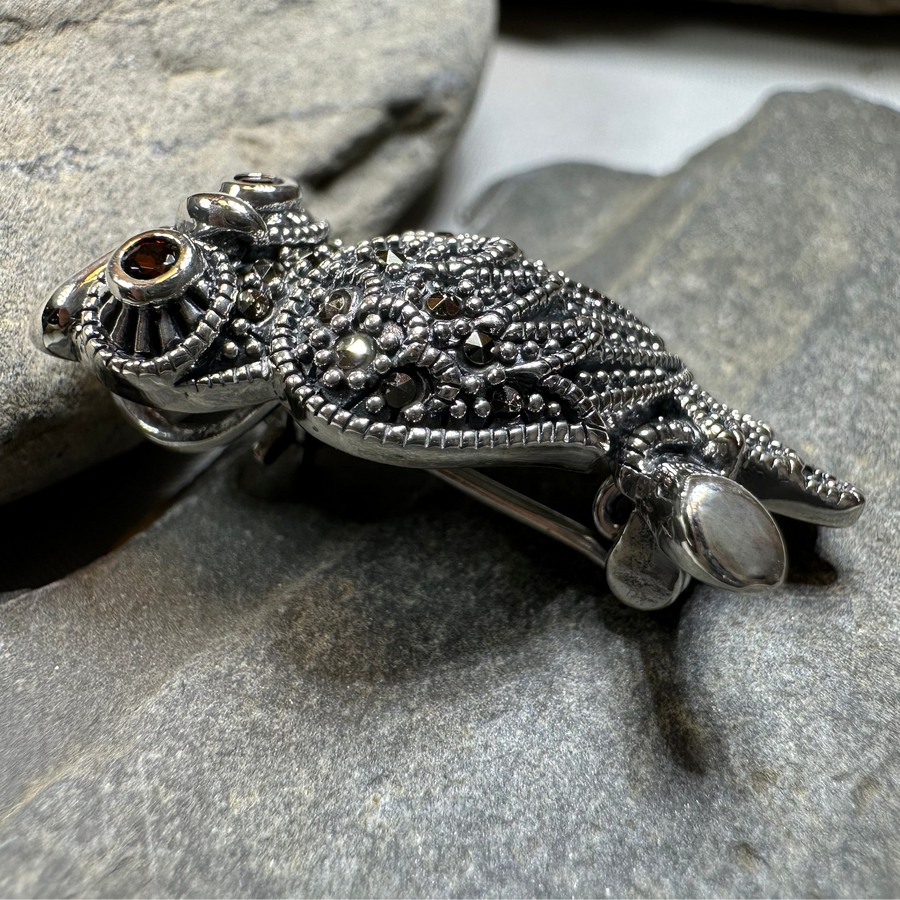 Keena Marcasite Owl Necklace & Brooch