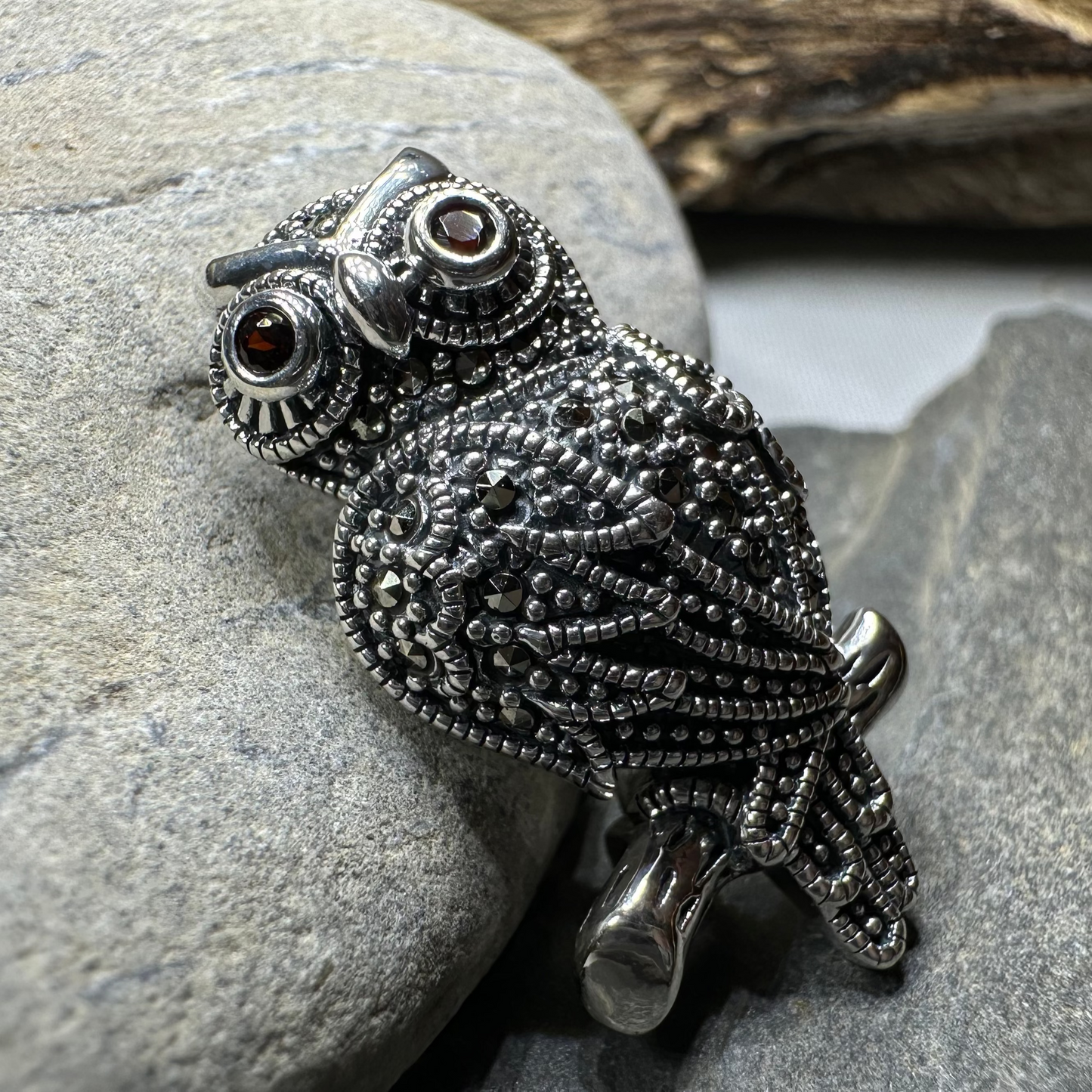 Keena Marcasite Owl Necklace & Brooch