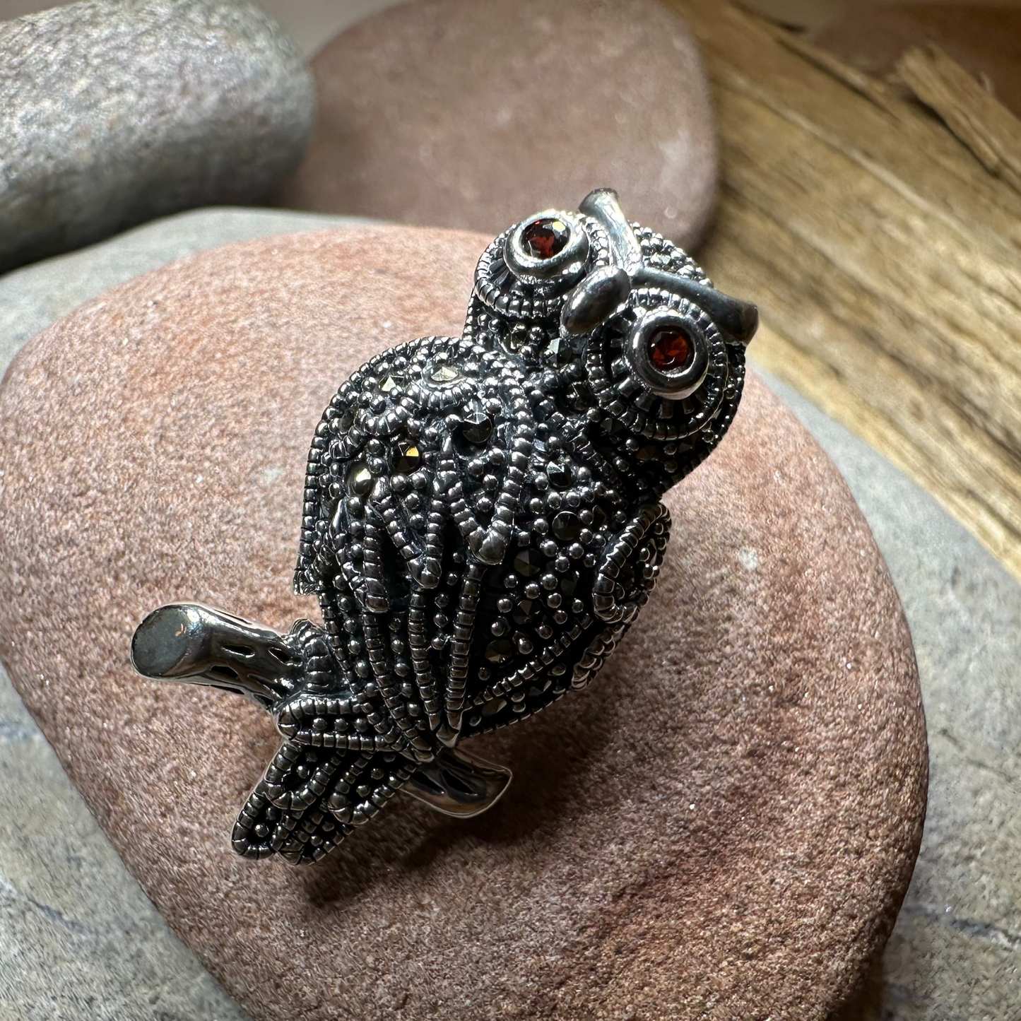 Keena Marcasite Owl Necklace & Brooch