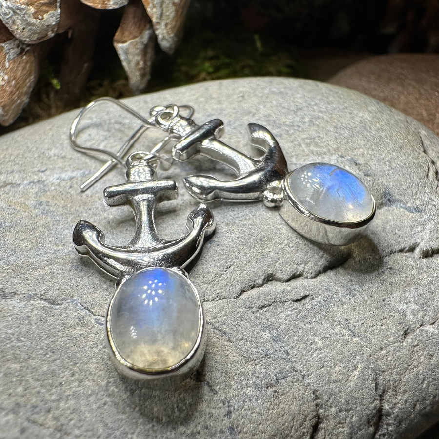 Moonstone Anchor Earrings