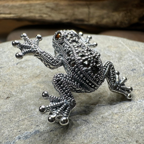Load image into Gallery viewer, Petite Marcasite Frog Brooch
