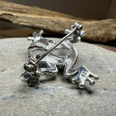 Load image into Gallery viewer, Petite Marcasite Frog Brooch
