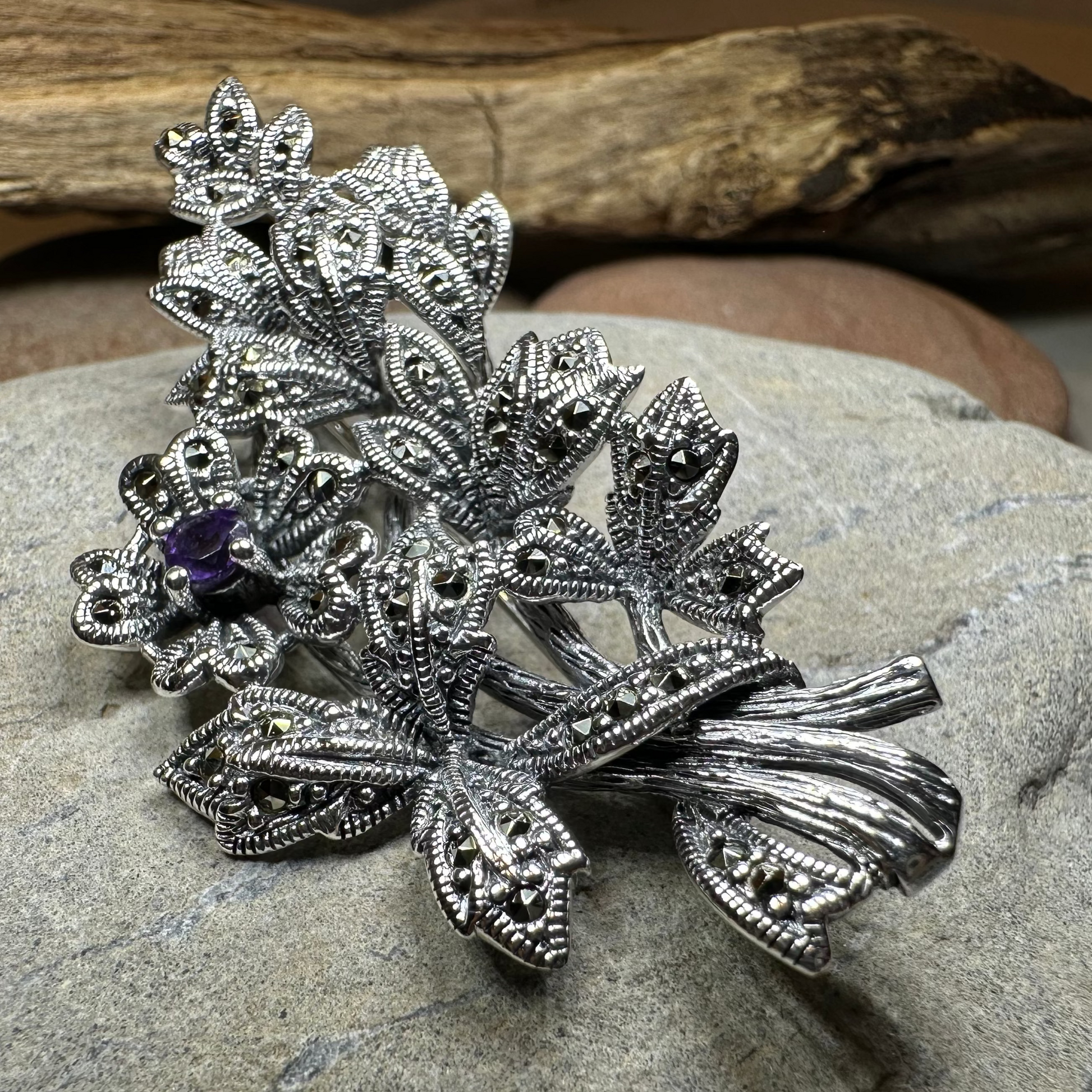 Marcasite Sweet Blossom Brooch — view 11