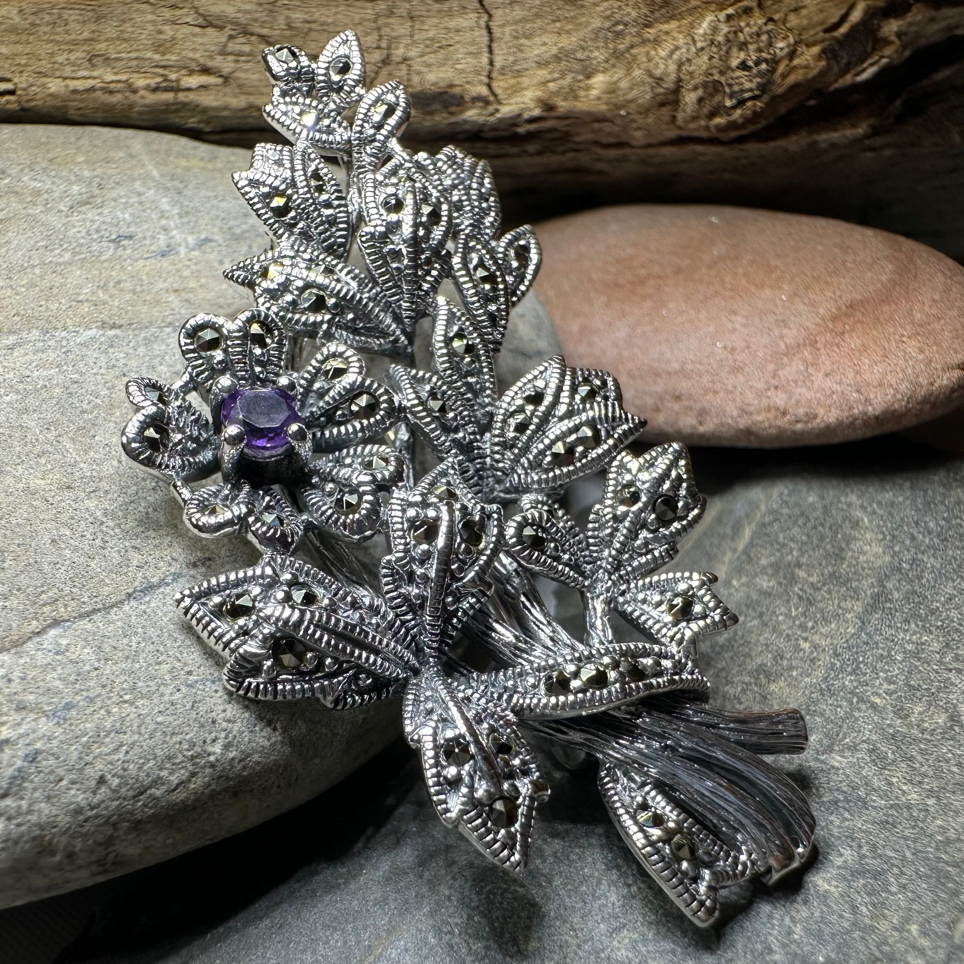 Marcasite Sweet Blossom Brooch — view 3