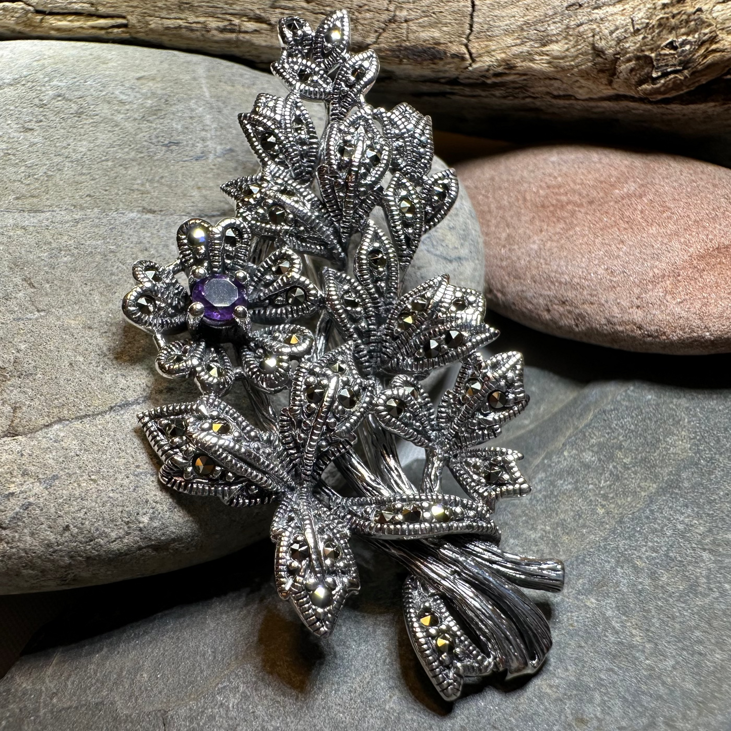Marcasite Sweet Blossom Brooch — view 6