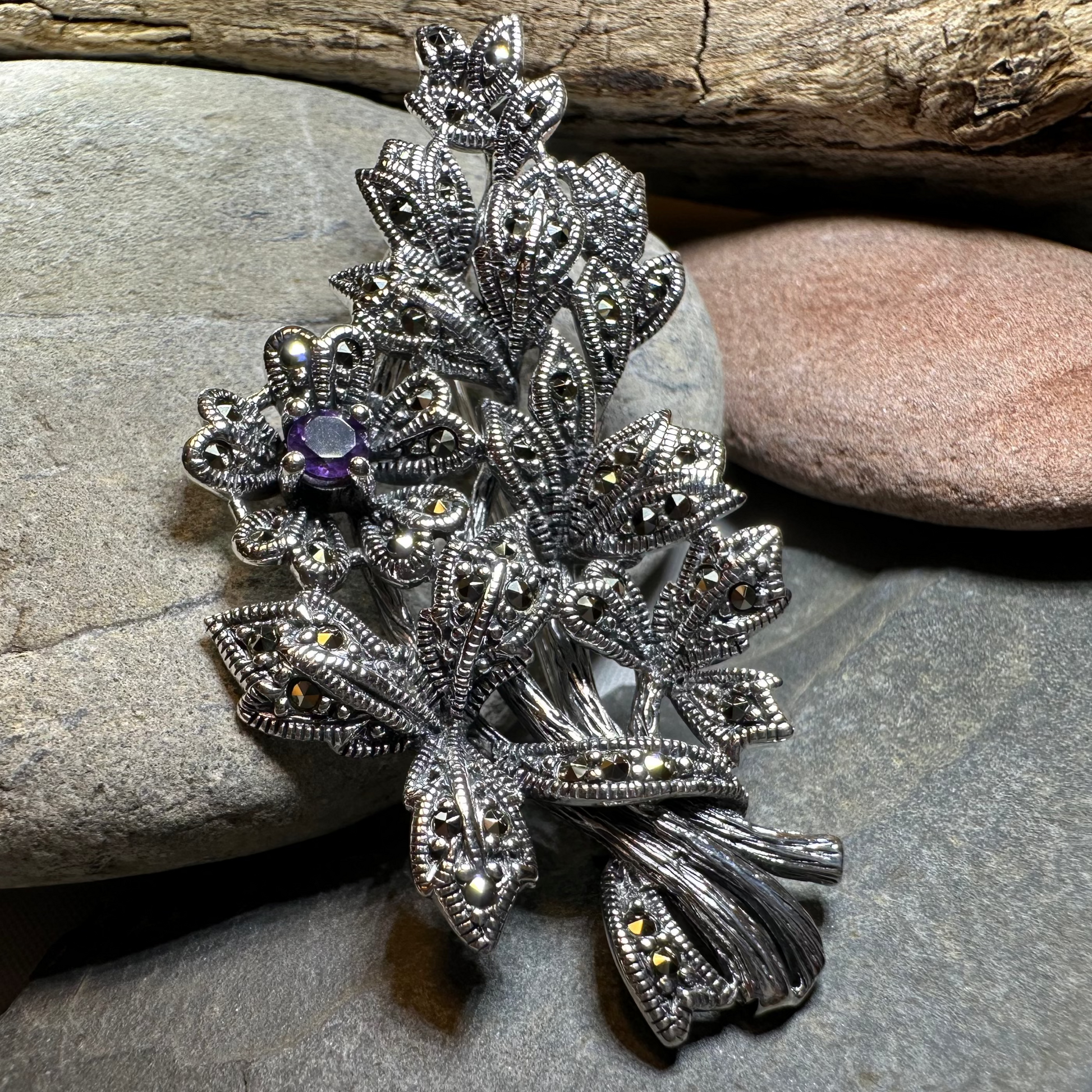Marcasite Sweet Blossom Brooch — view 6