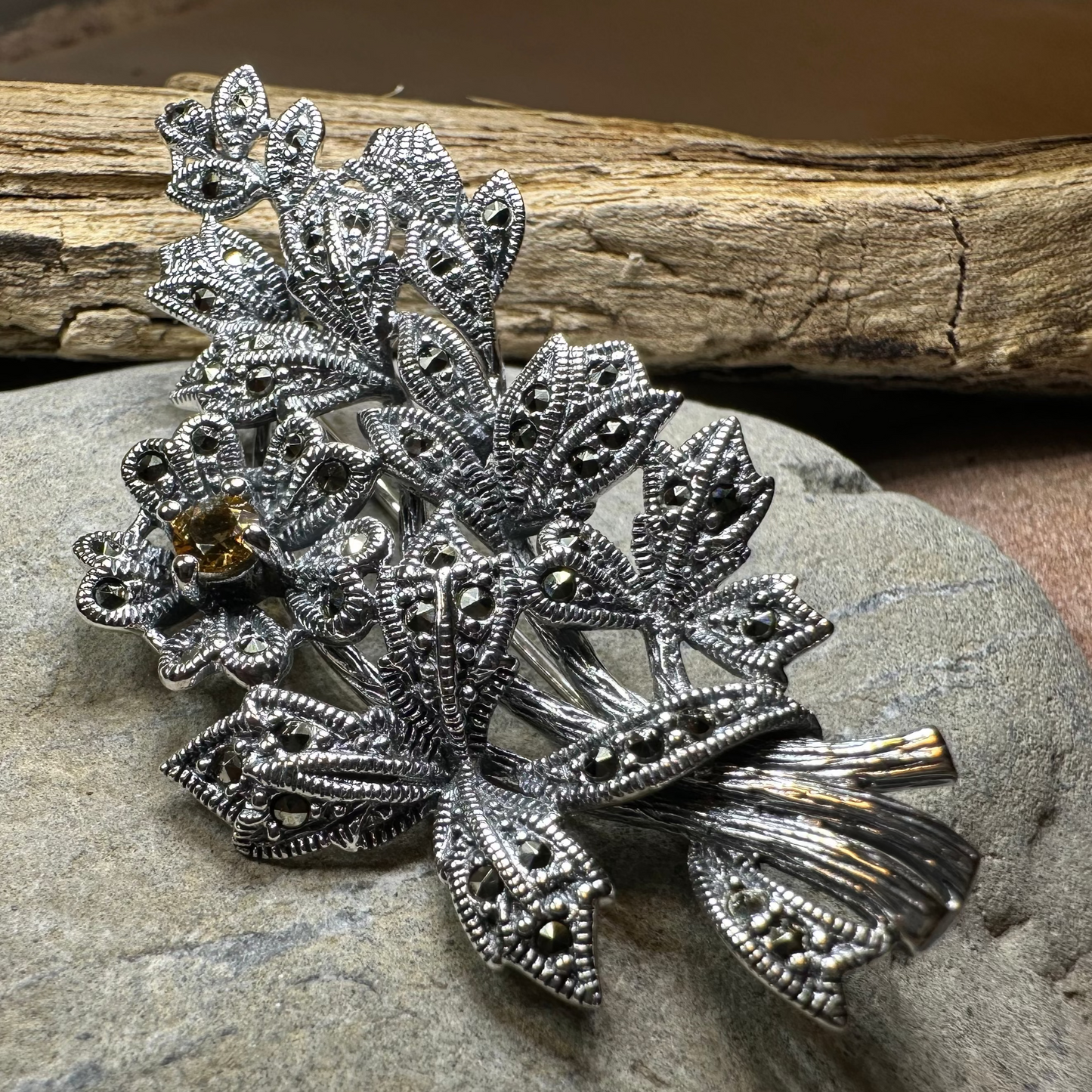 Marcasite Sweet Blossom Brooch — view 2