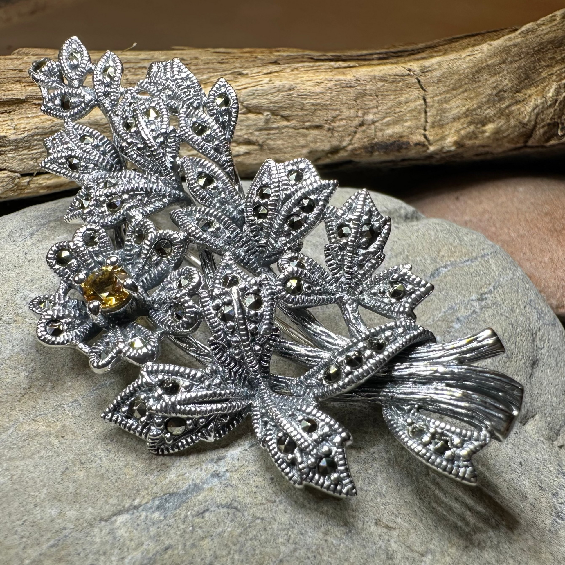 Marcasite Sweet Blossom Brooch — view 5