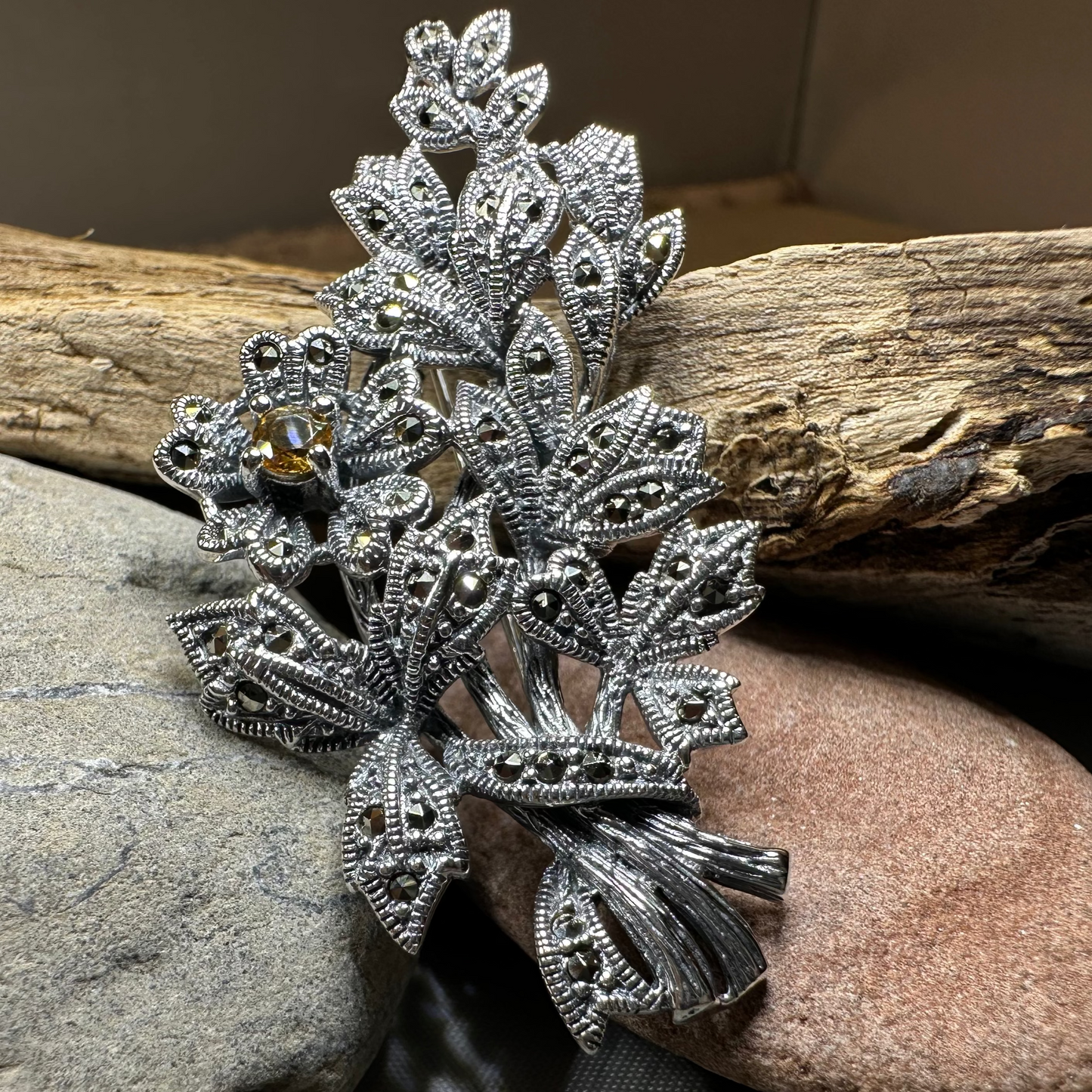 Marcasite Sweet Blossom Brooch — view 12