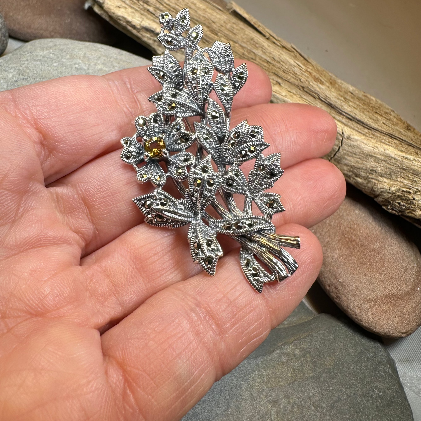 Marcasite Sweet Blossom Brooch — view 7