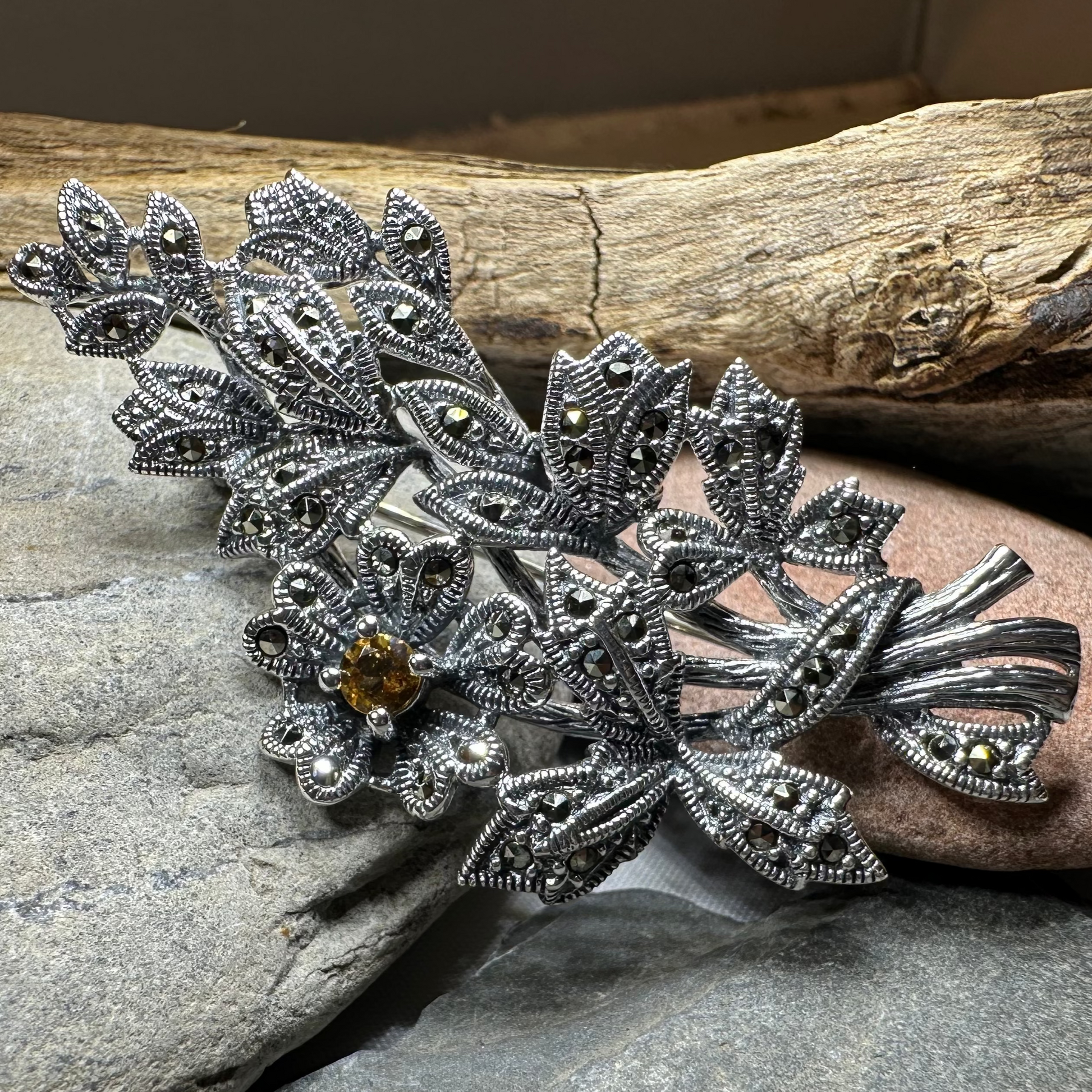 Marcasite Sweet Blossom Brooch in sterling silver
