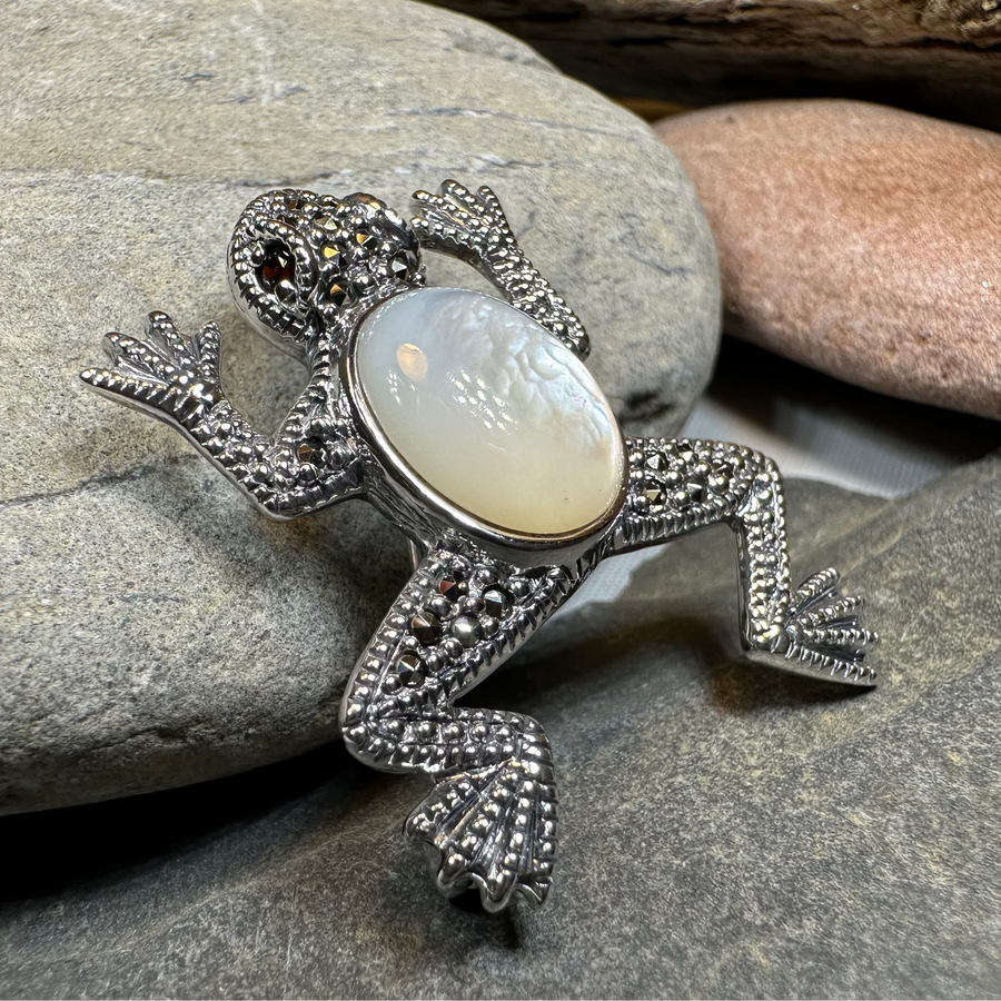 Marcasite Frog Brooch