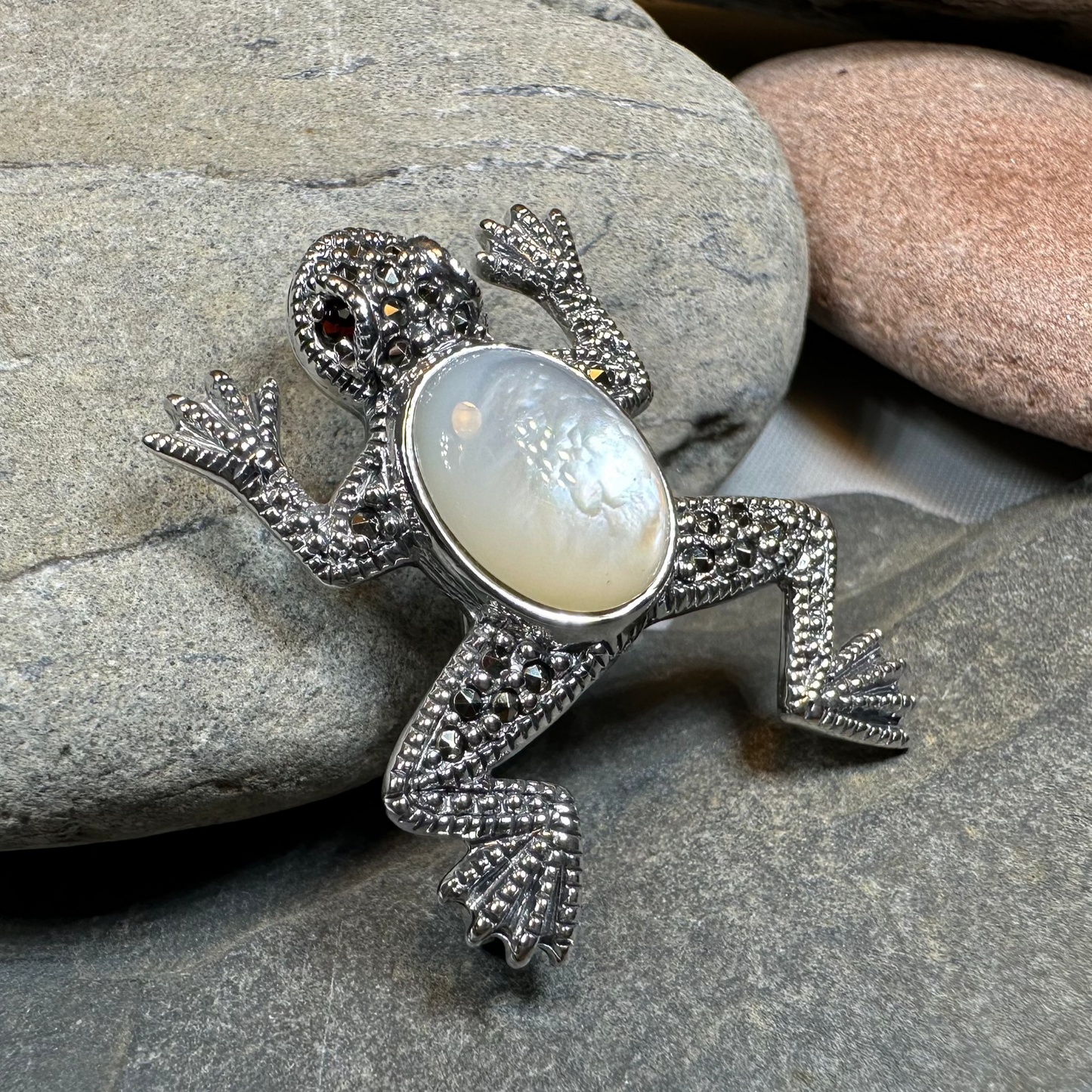 Marcasite Frog Brooch