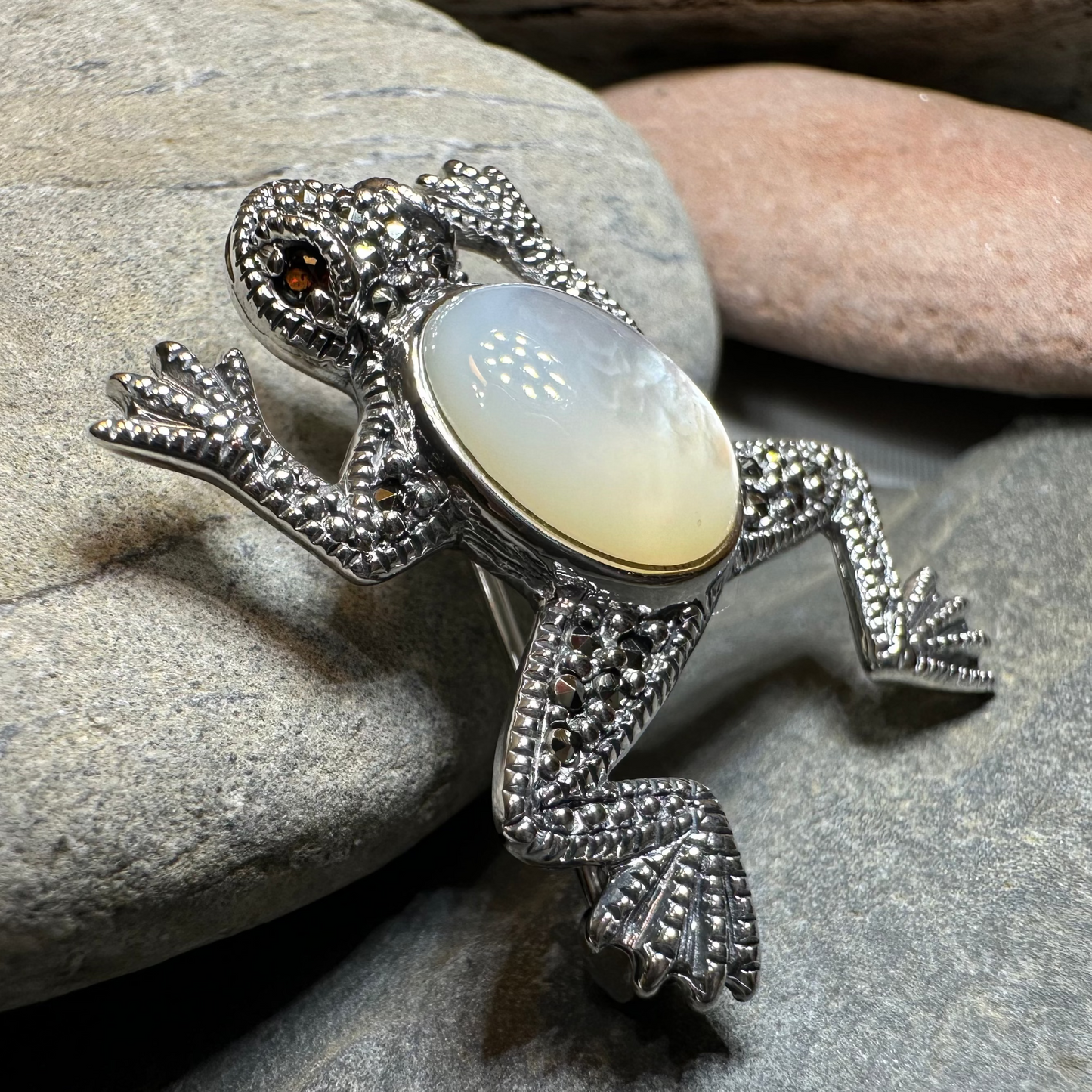 Marcasite Frog Brooch