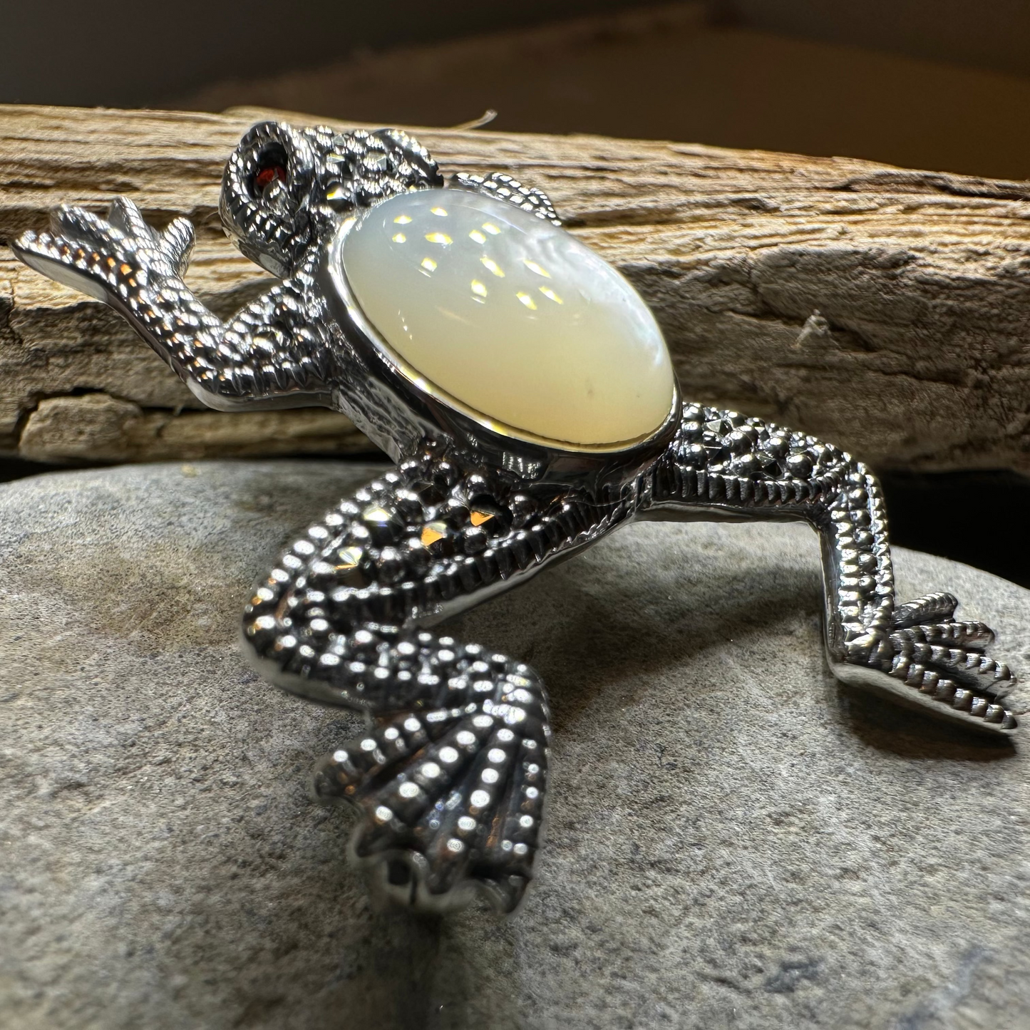 Marcasite Frog Brooch