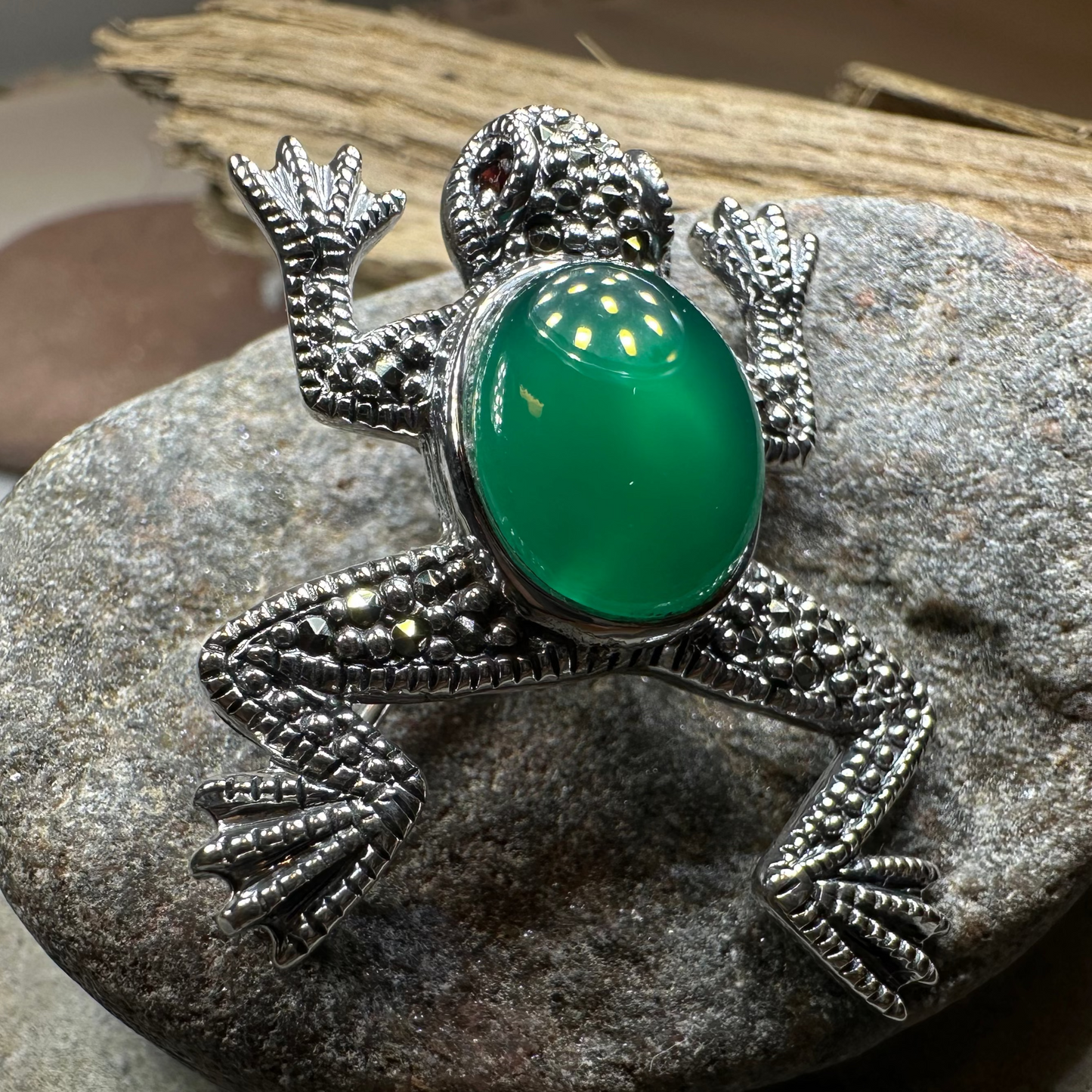 Marcasite Frog Brooch