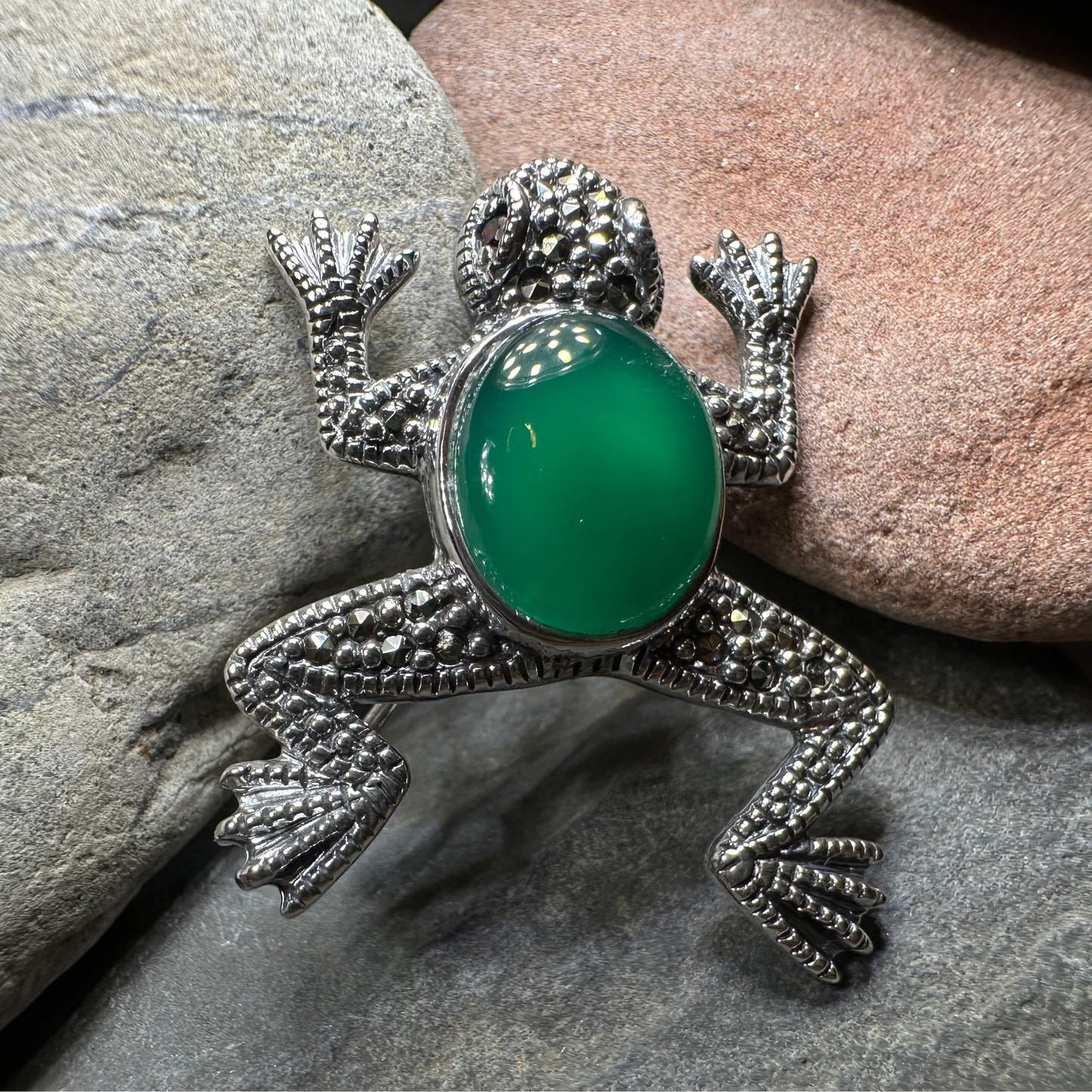 Marcasite Frog Brooch