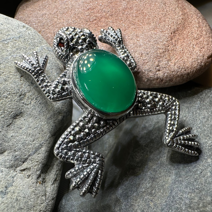 Marcasite Frog Brooch