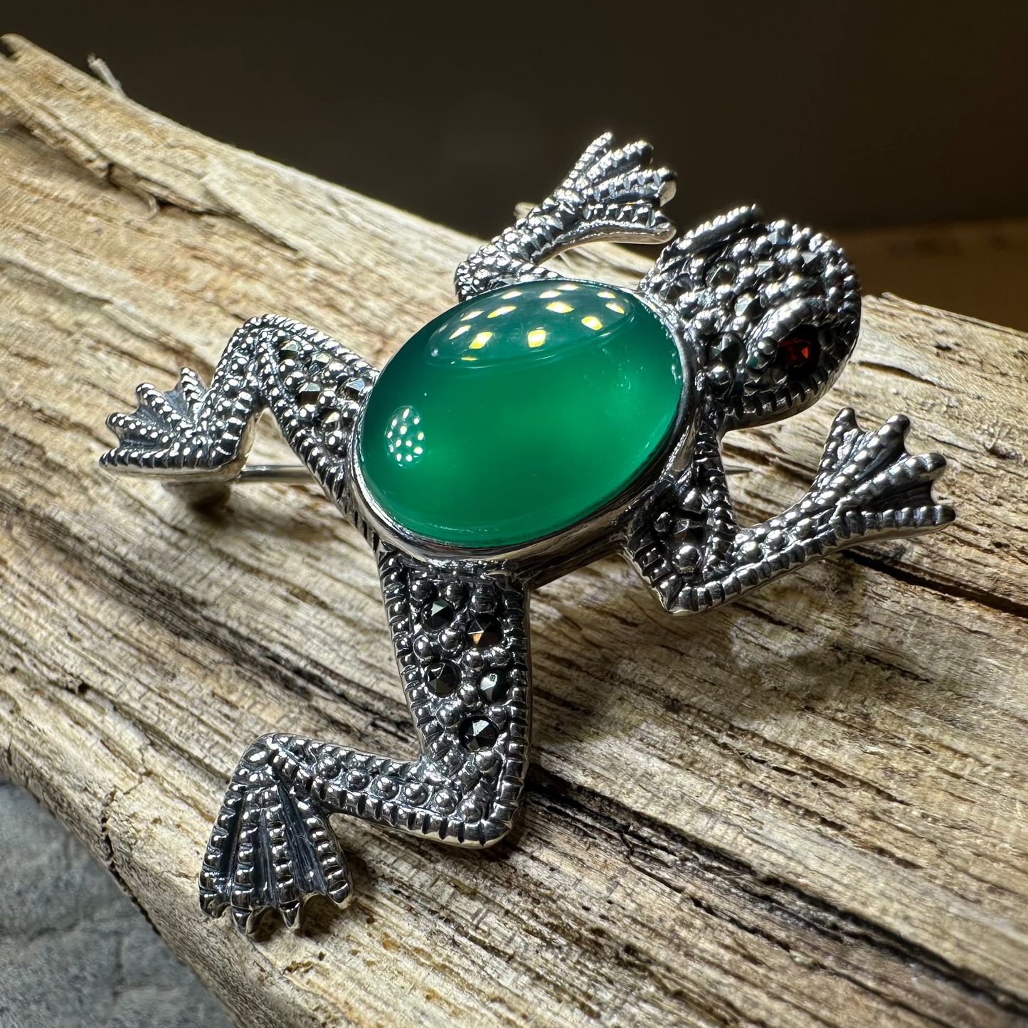 Marcasite Frog Brooch