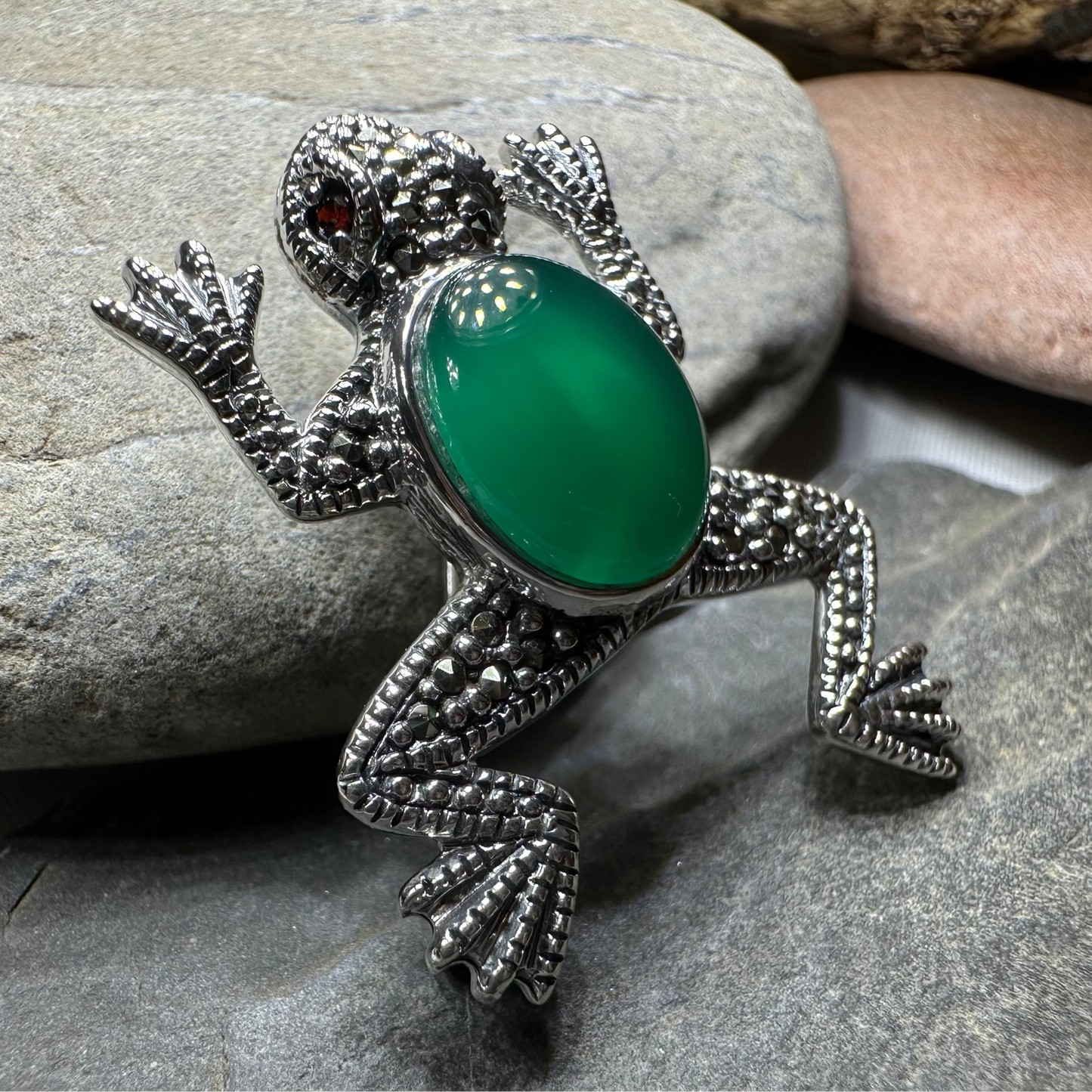 Marcasite Frog Brooch