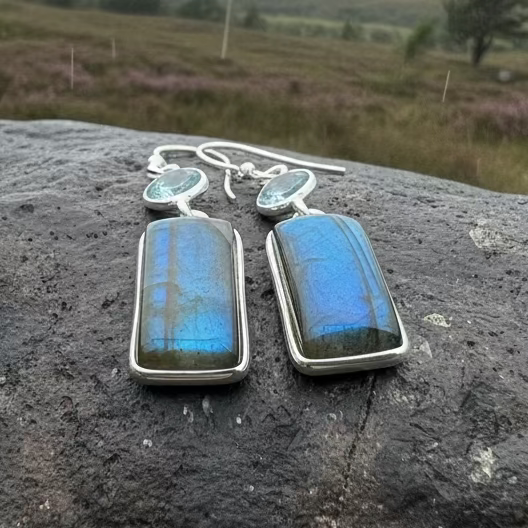 Celtic Waters Labradorite Earrings in Sterling Silver